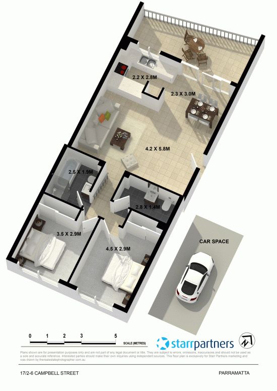 Spacious Split Level Two-Bedroom Apartment