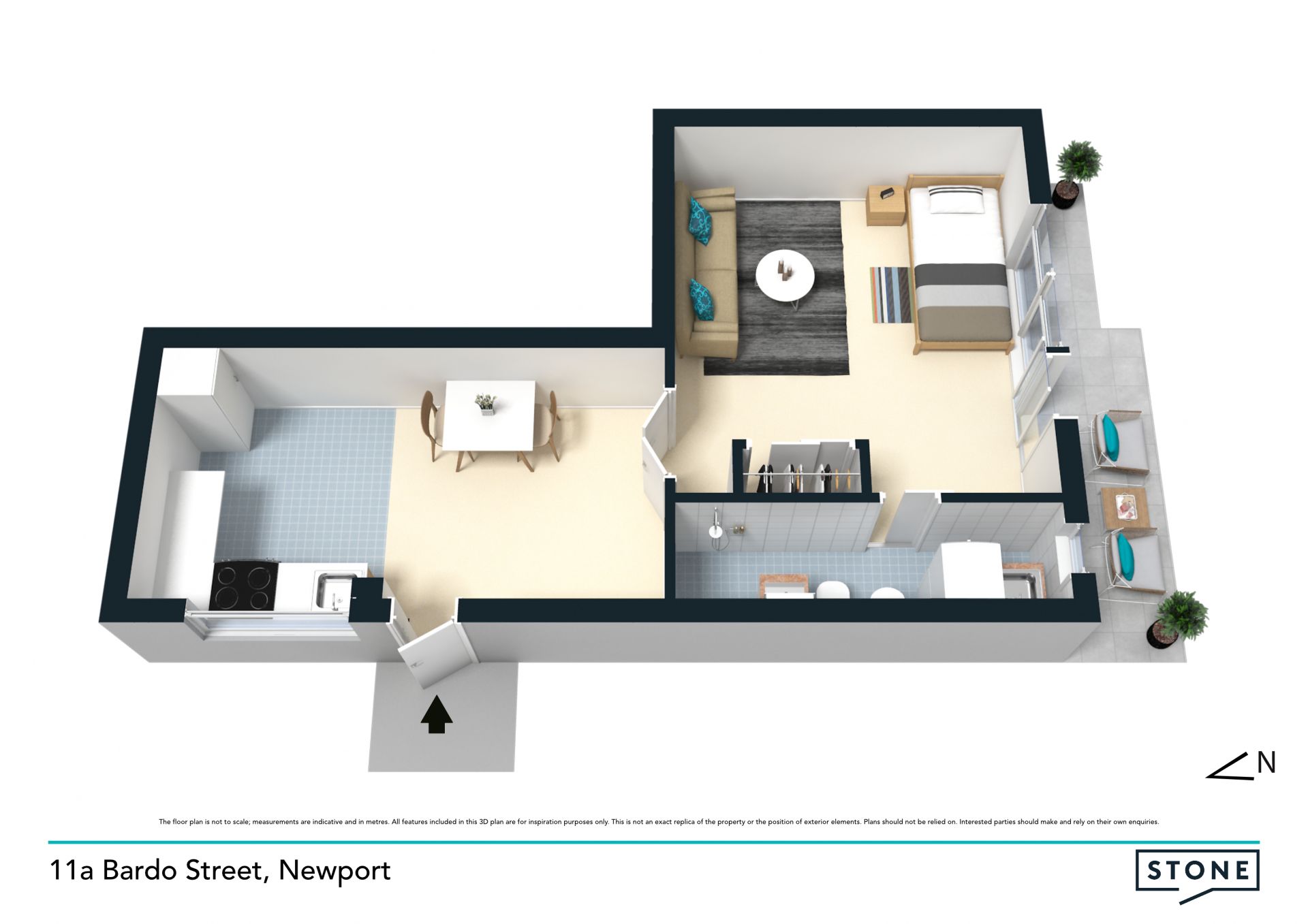 Studio apartment in park side setting