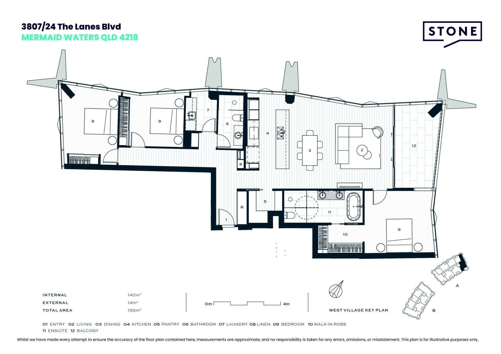 3 Bedroom Lake Facing at The Lanes – Furnished or Unfurnished