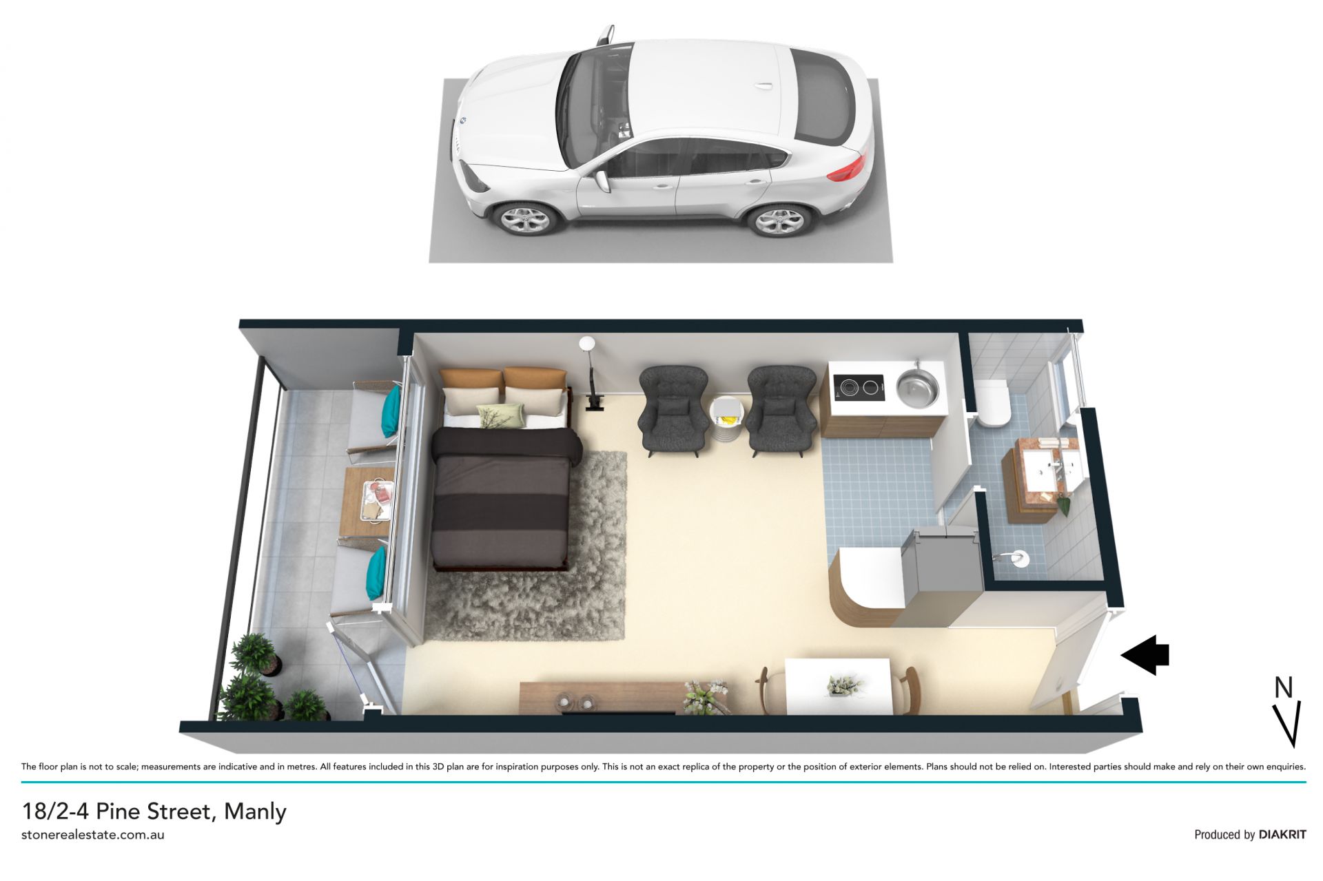 Fabulous studio pad only metres from the beach