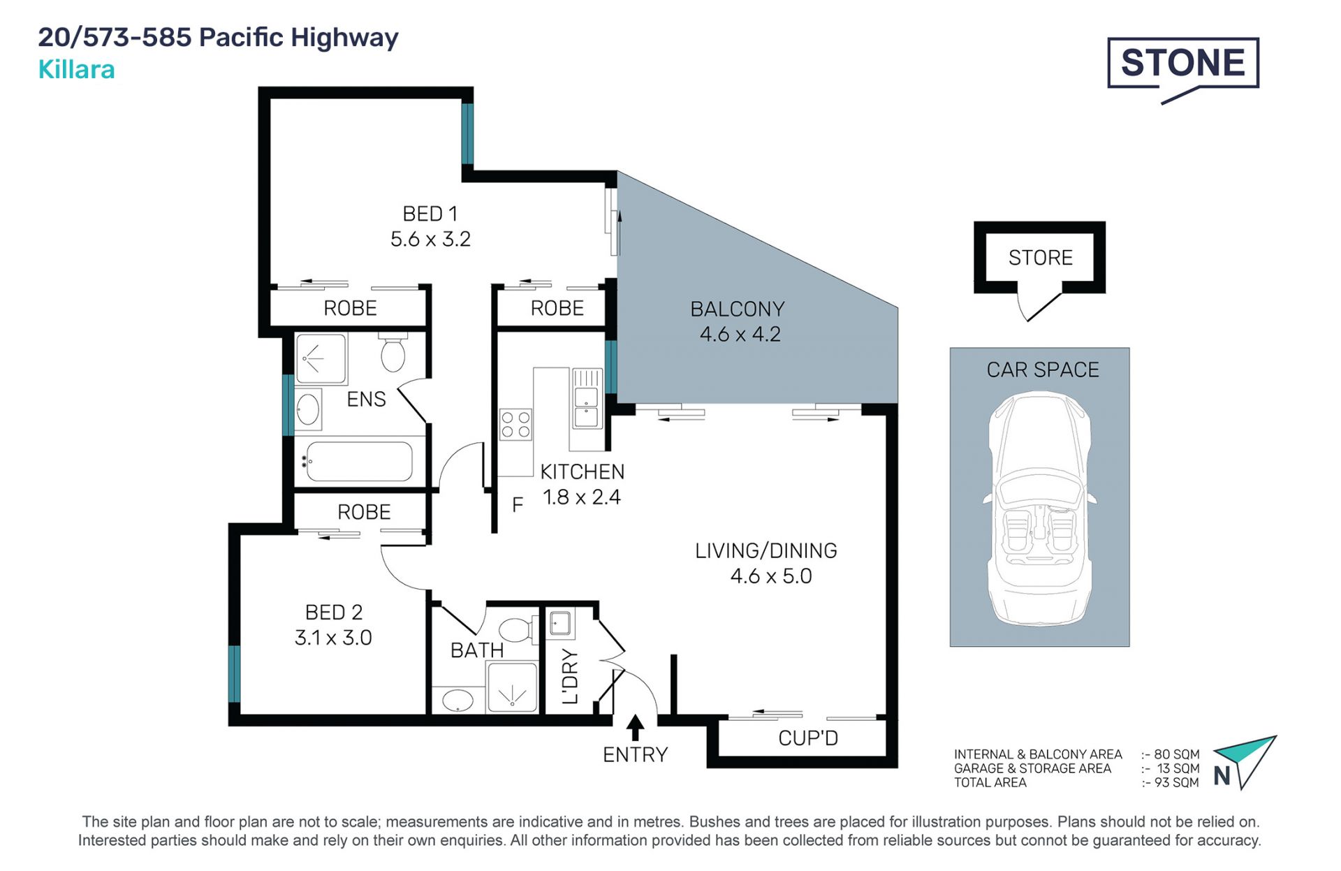North Facing Sunny Apartment, walk to rail location.
