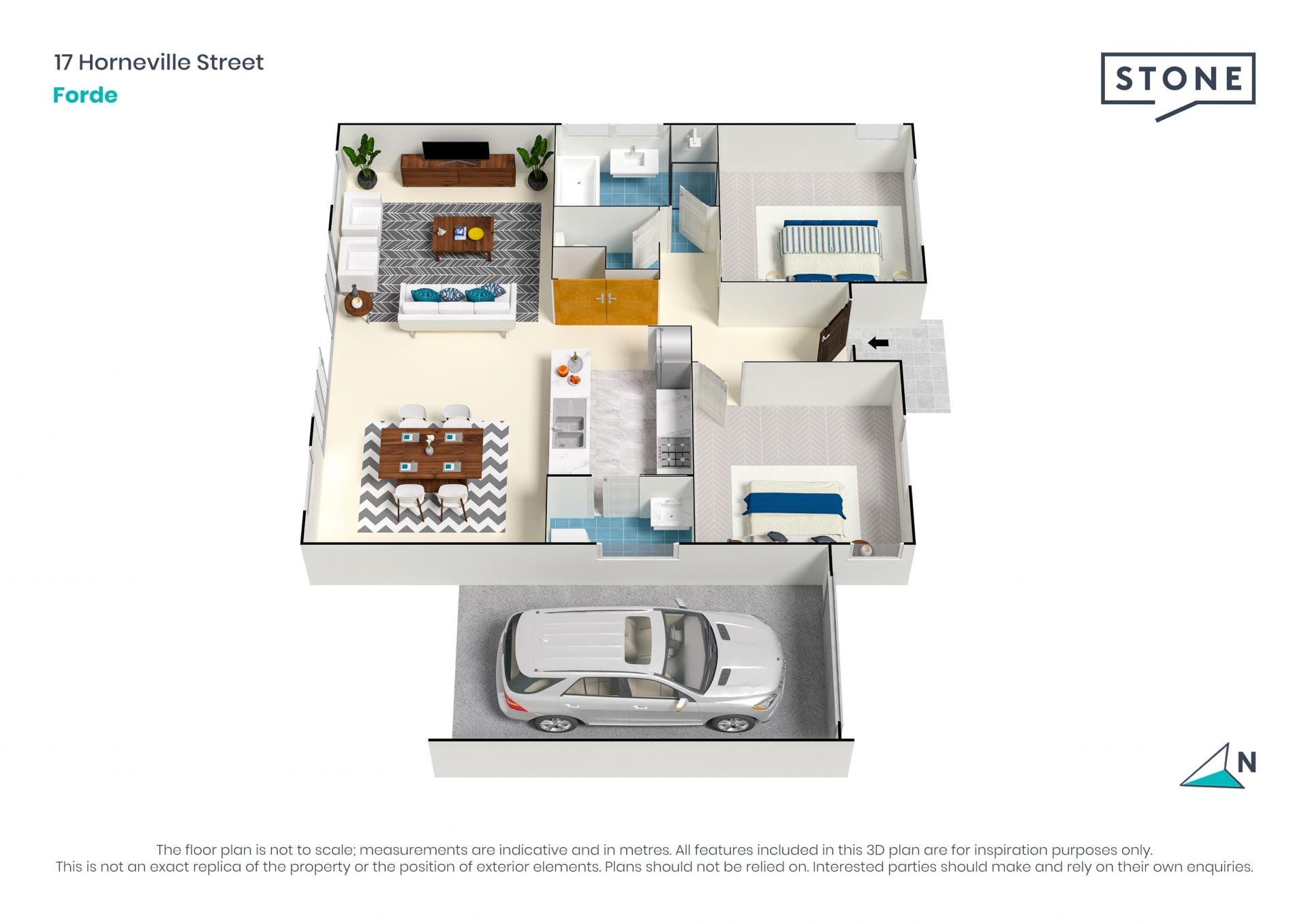 A stylish 2-bedroom North-facing residence with high ceilings and a large backyard.