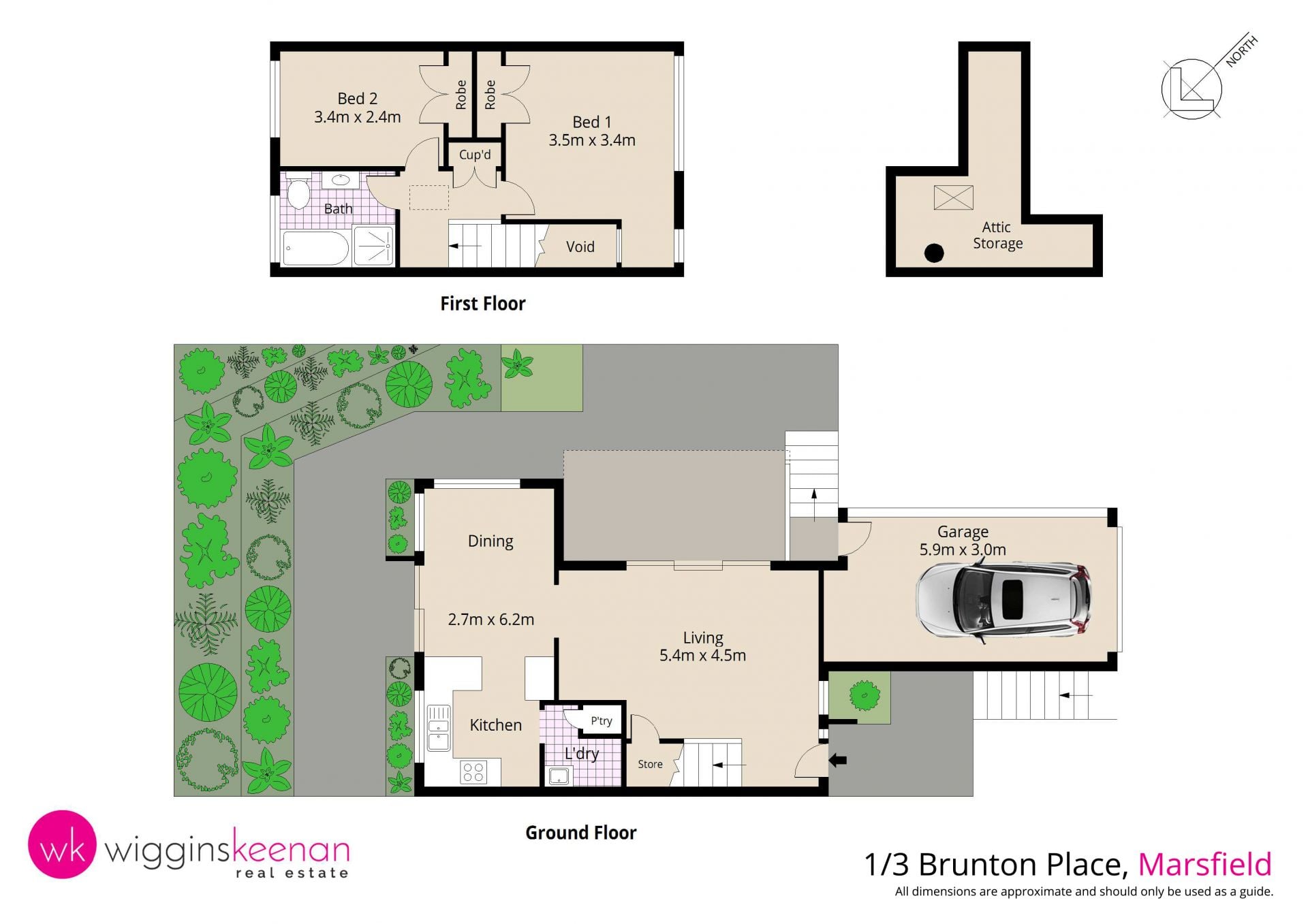 Quiet spacious corner townhouse with expansive courtyard