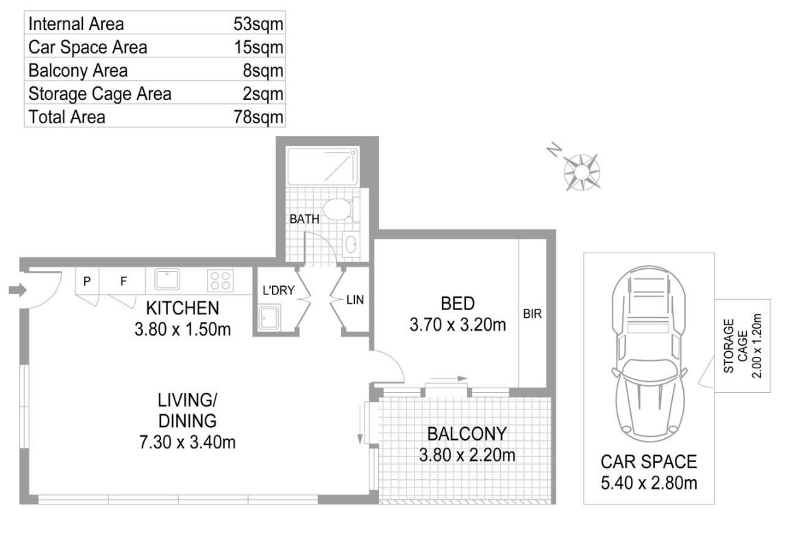 Large one bedroom with car space