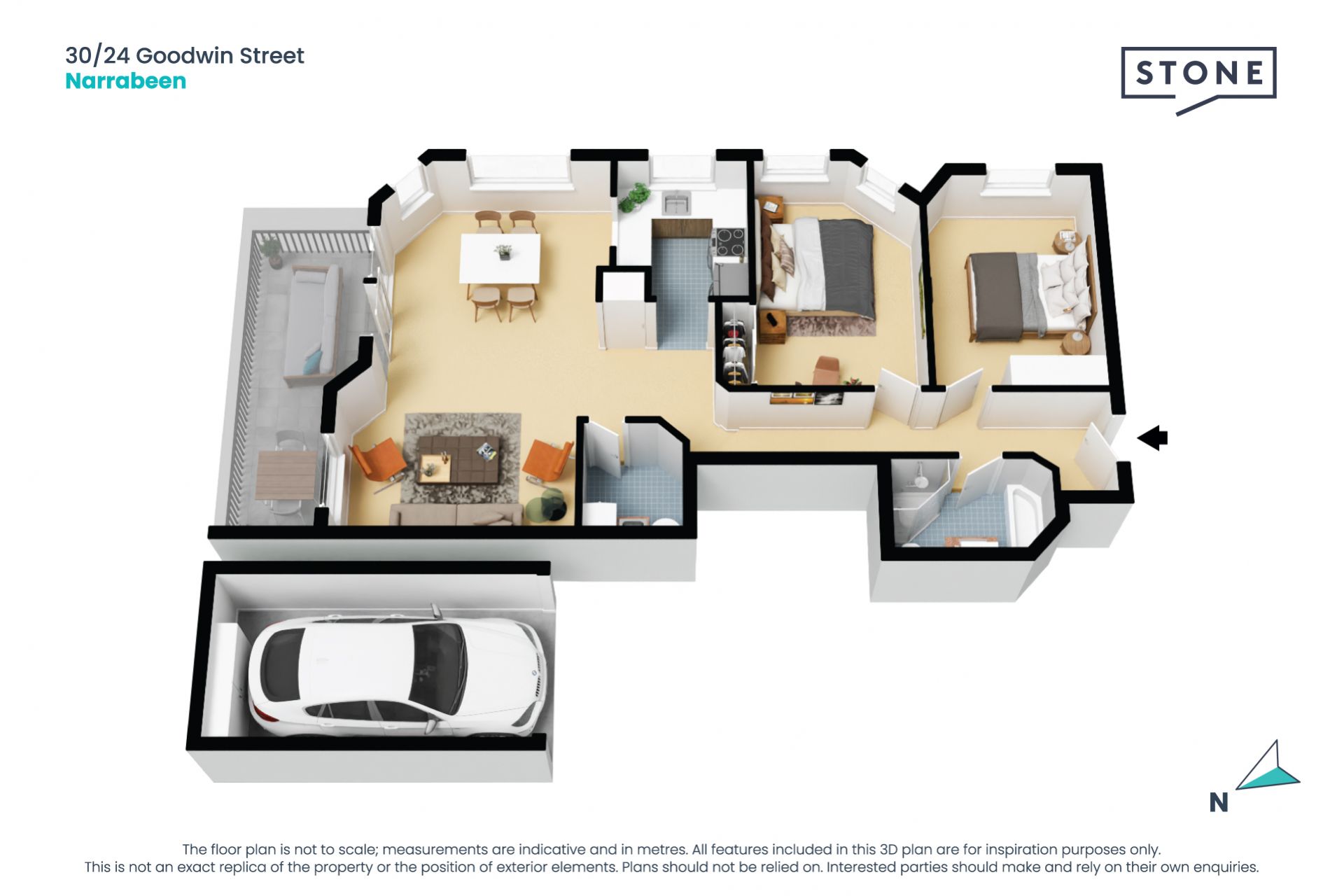 Tranquil 104sqm apartment between beach & lake