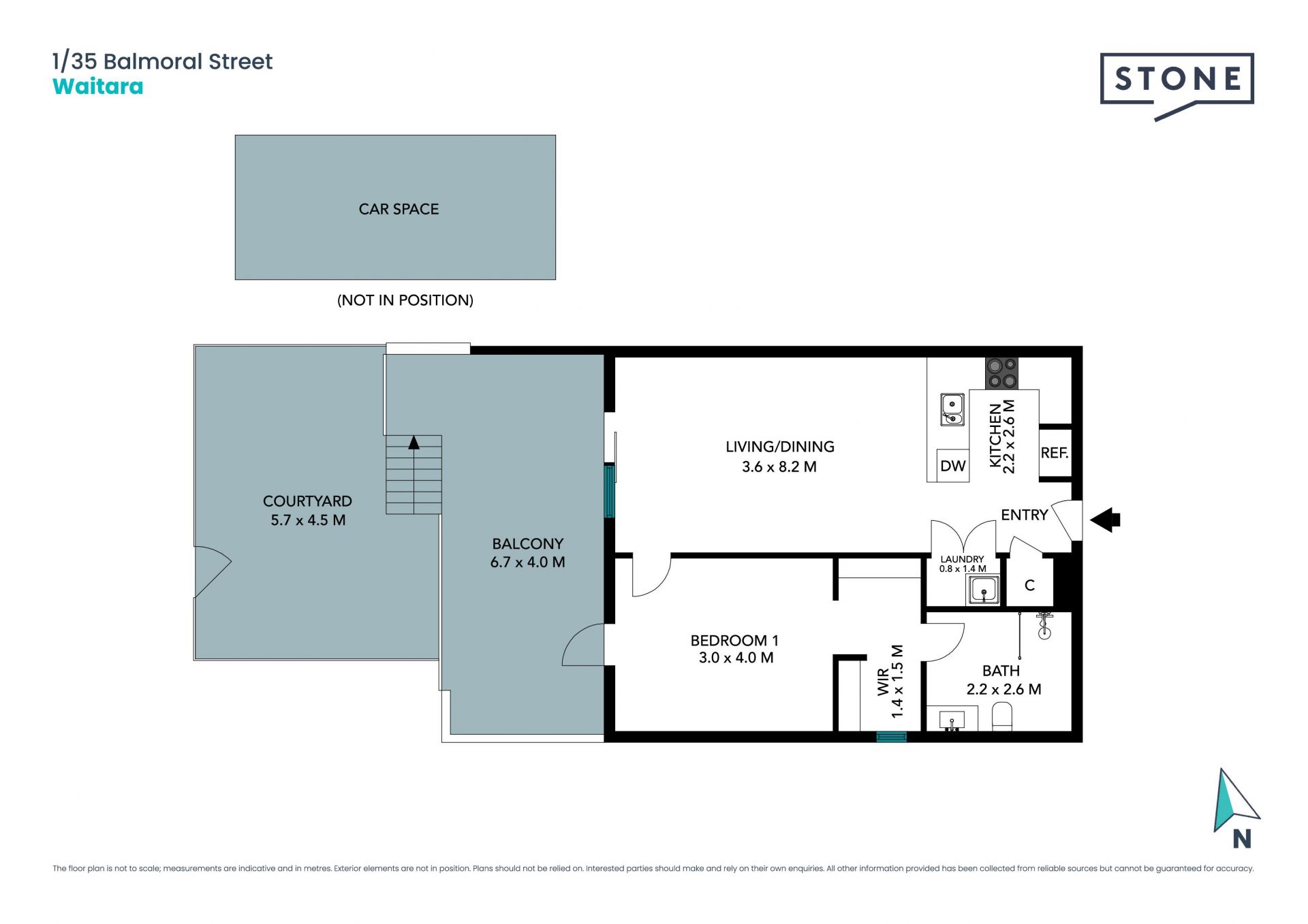 One bedroom with covered terrace & backyard