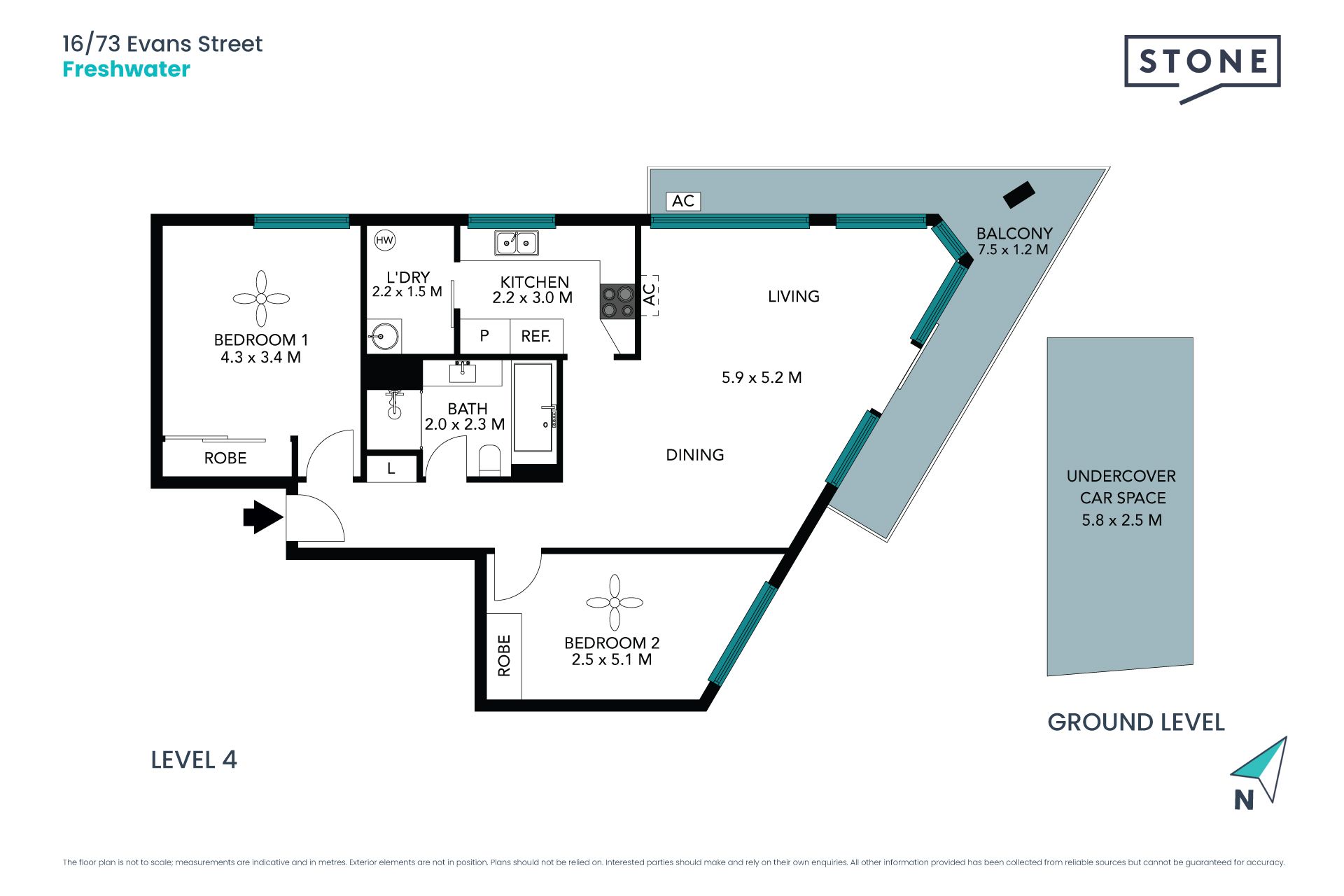 Beachfront apartment, north aspect and ocean views