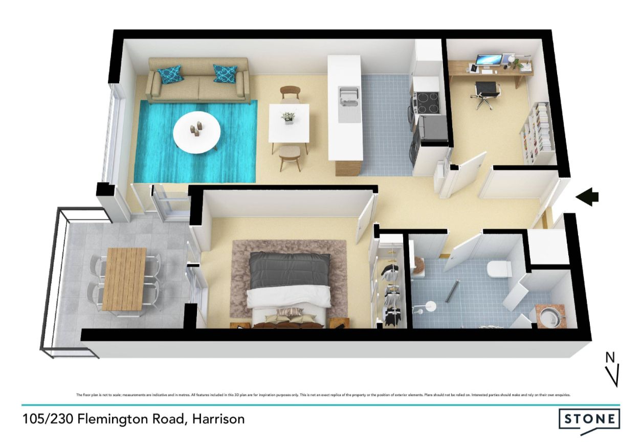 Modern charm with open-plan layout and functionality.