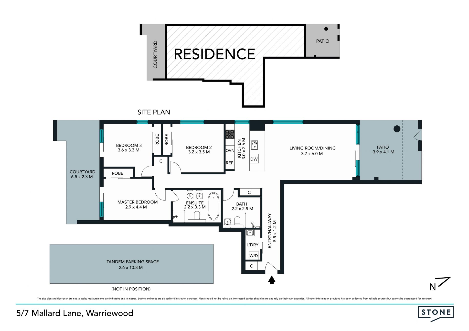 North-facing apartment with two courtyards