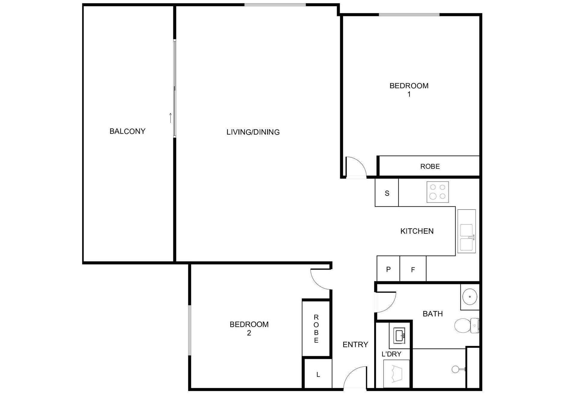 Freshly repainted 2 bedroom apartment with 2 car spaces.