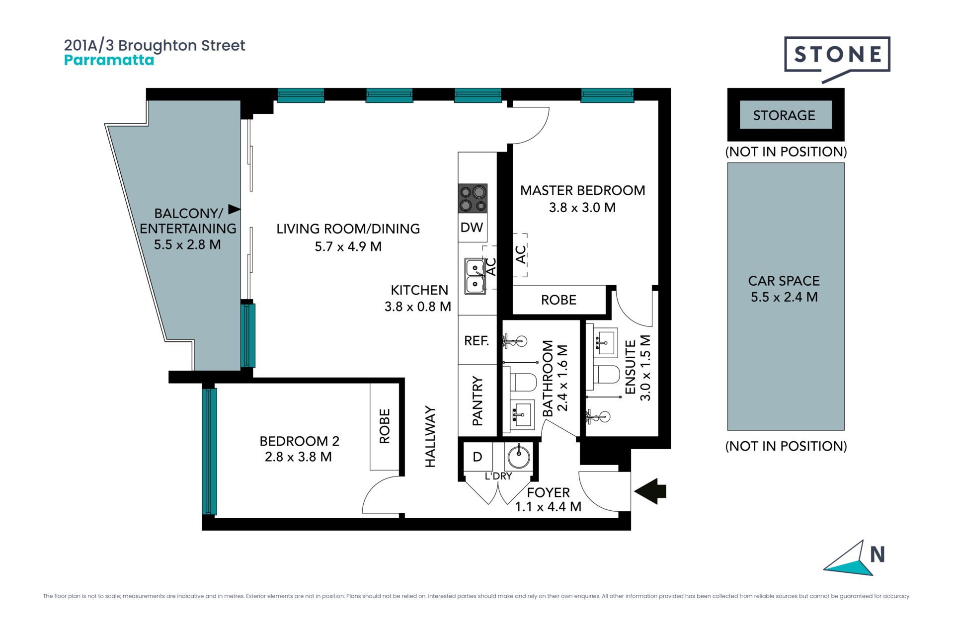 North Facing, Light-filled Two Bedroom Apartment