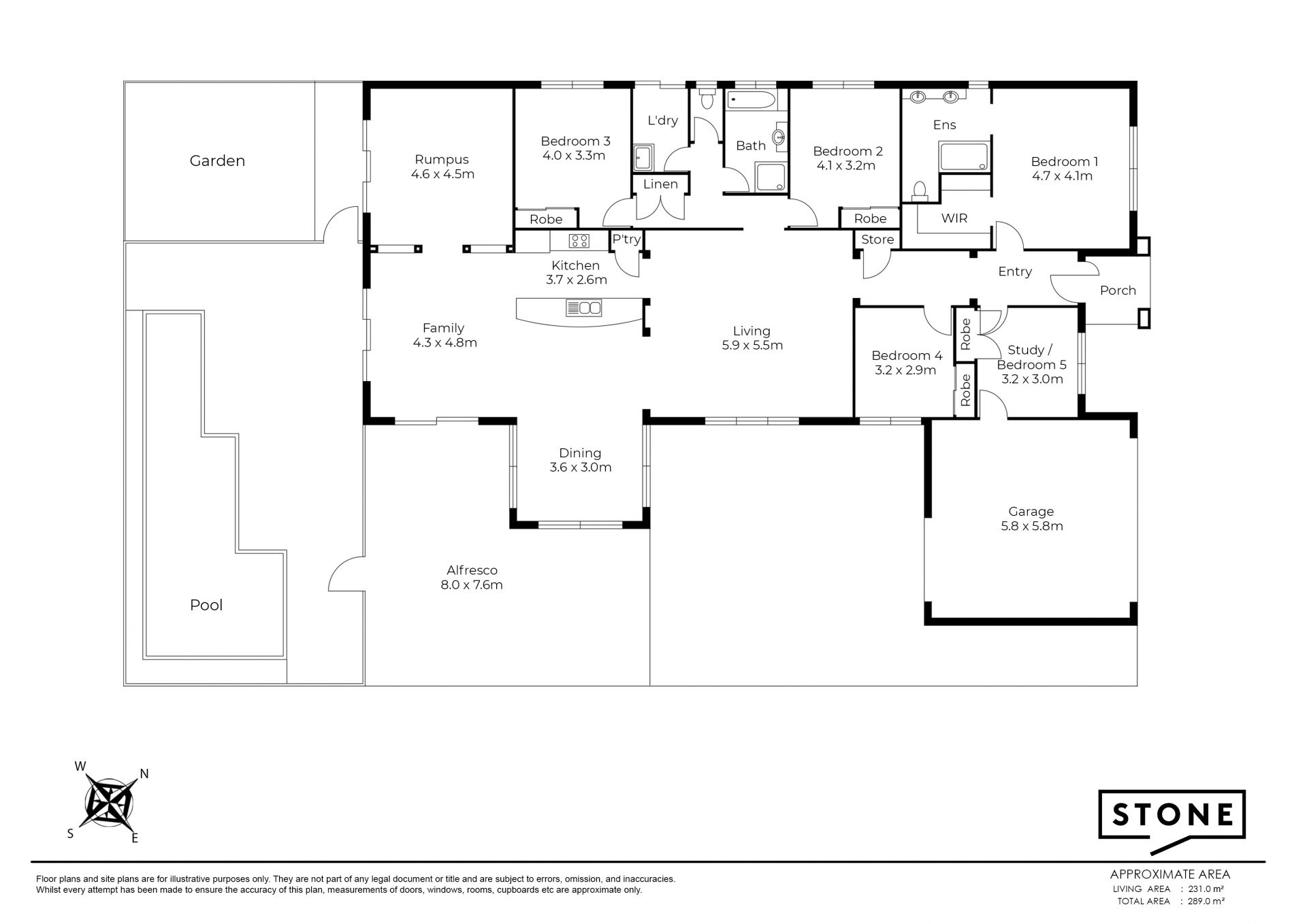 Expansive Family Haven: Five Bedrooms, Four Living Zones.