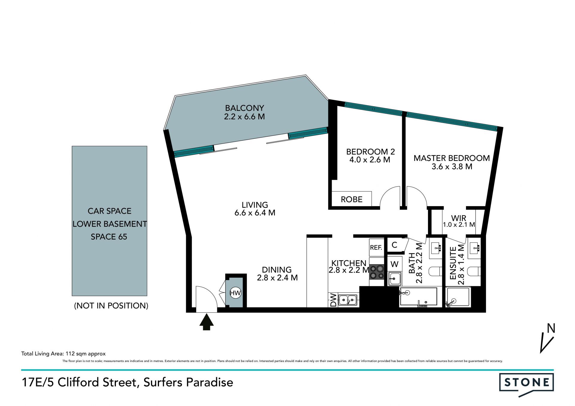 Centrally located apartment with ocean and hinterland views
