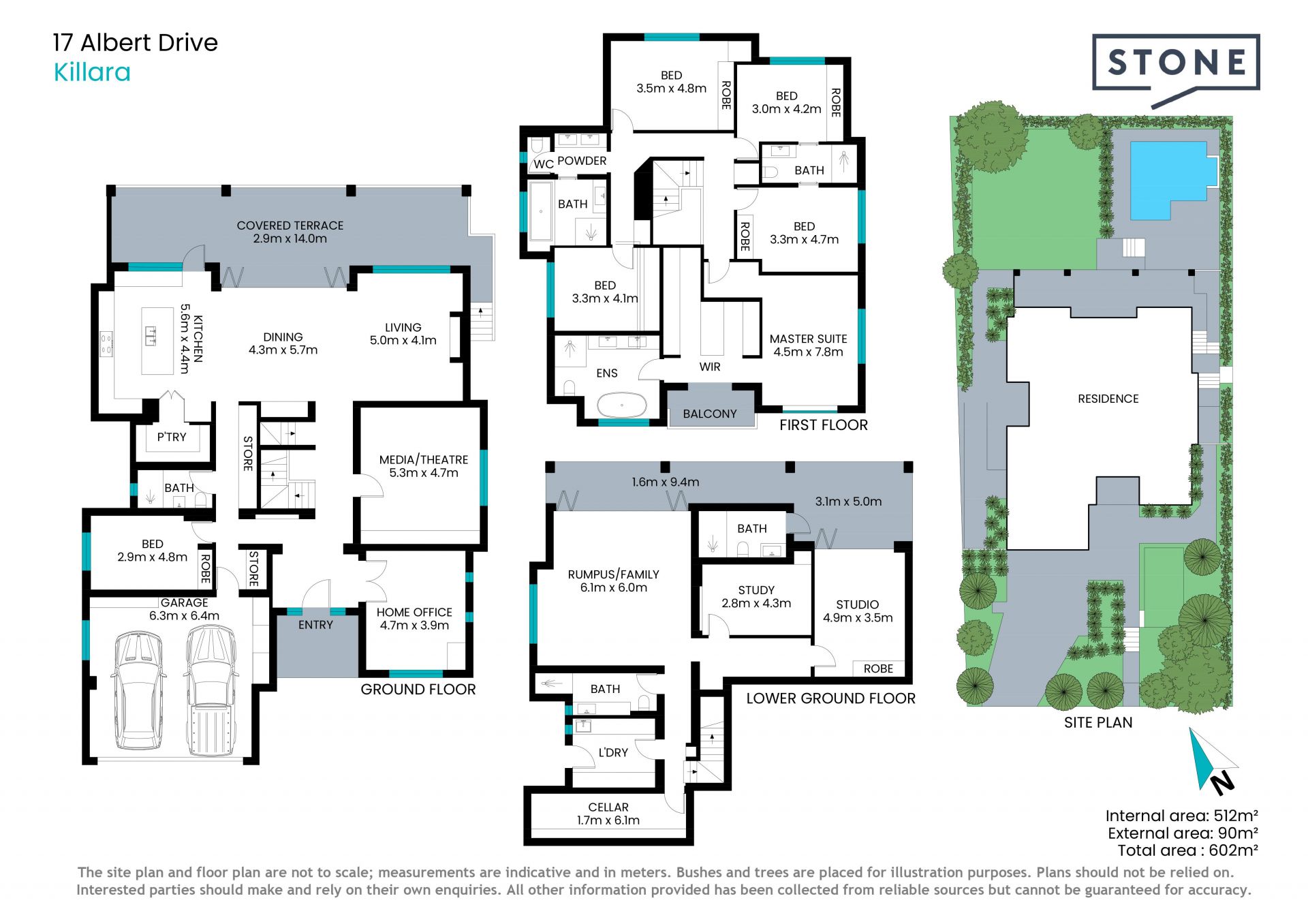 North-to-rear luxury residence with multi-generational living spaces