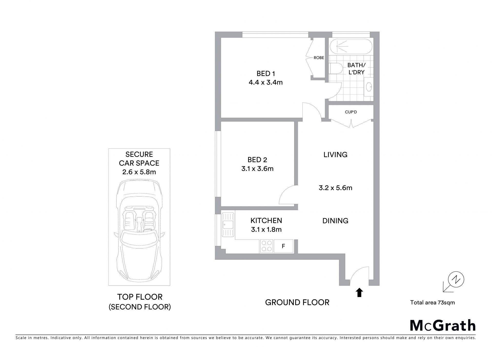 Secure top floor apartment in convenient location