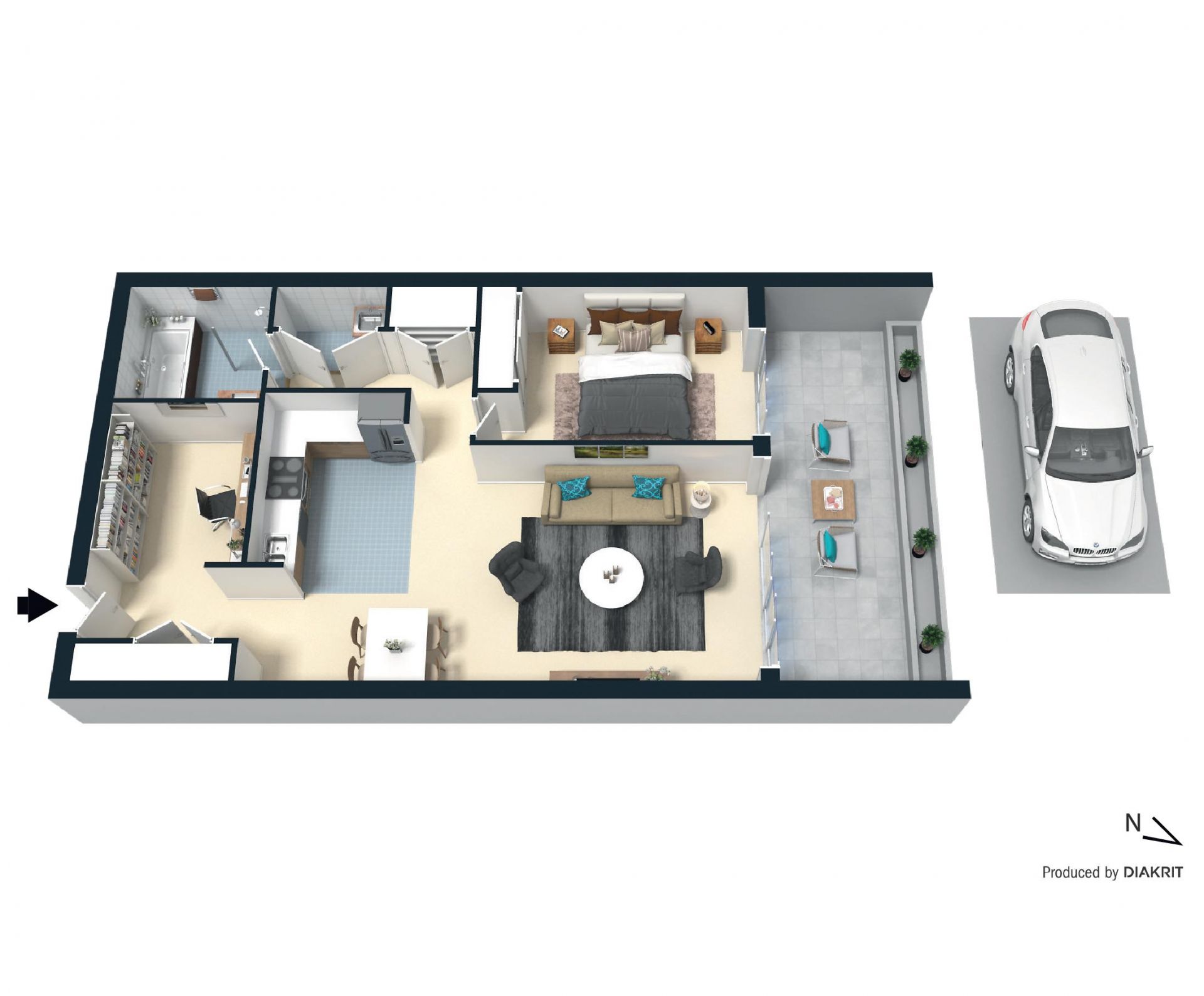 Stunning one bedroom + study