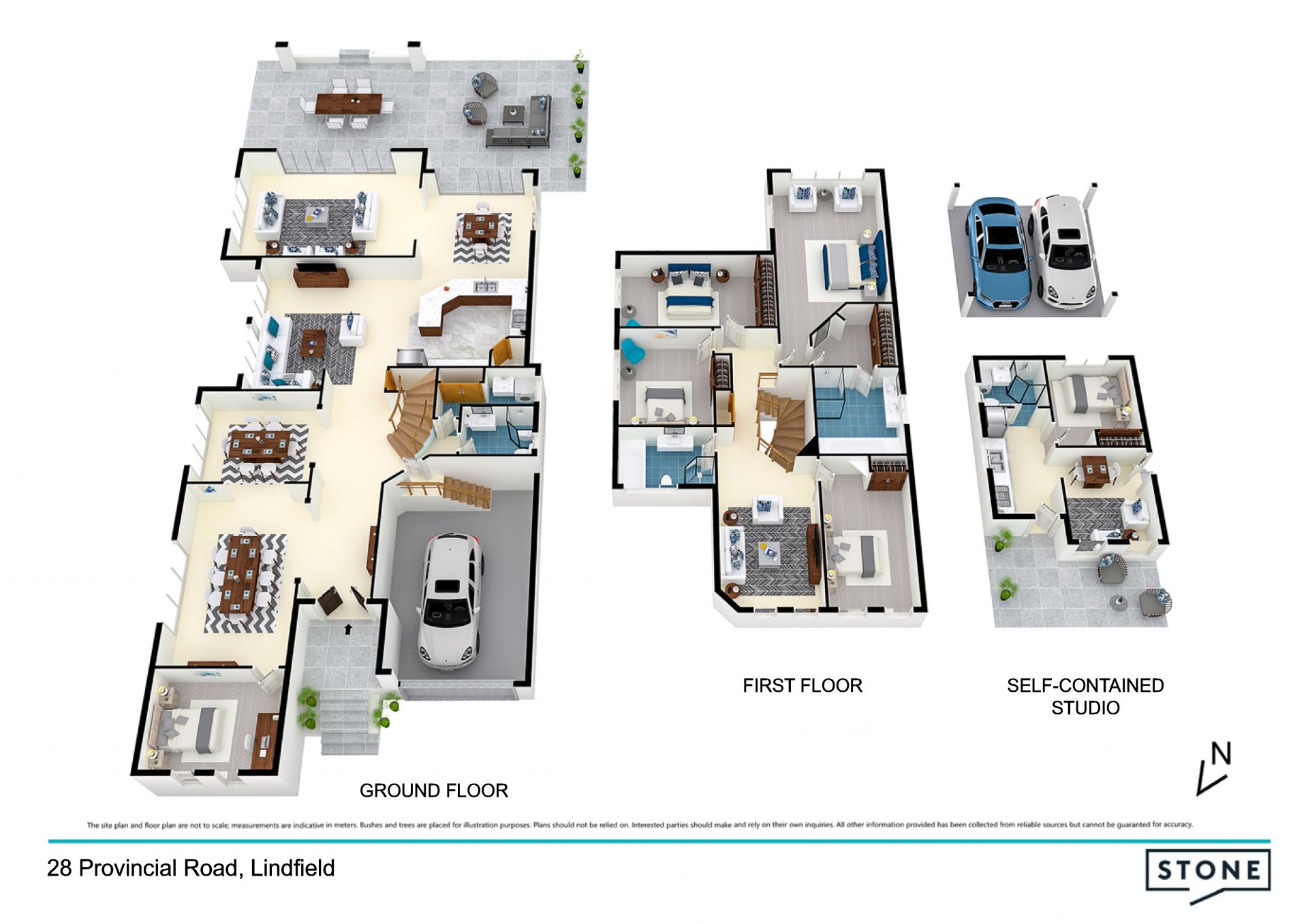 Modern residence with dual street access