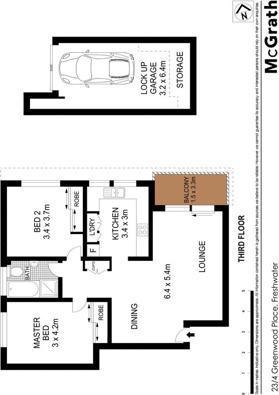 North facing top floor apartment near the beach