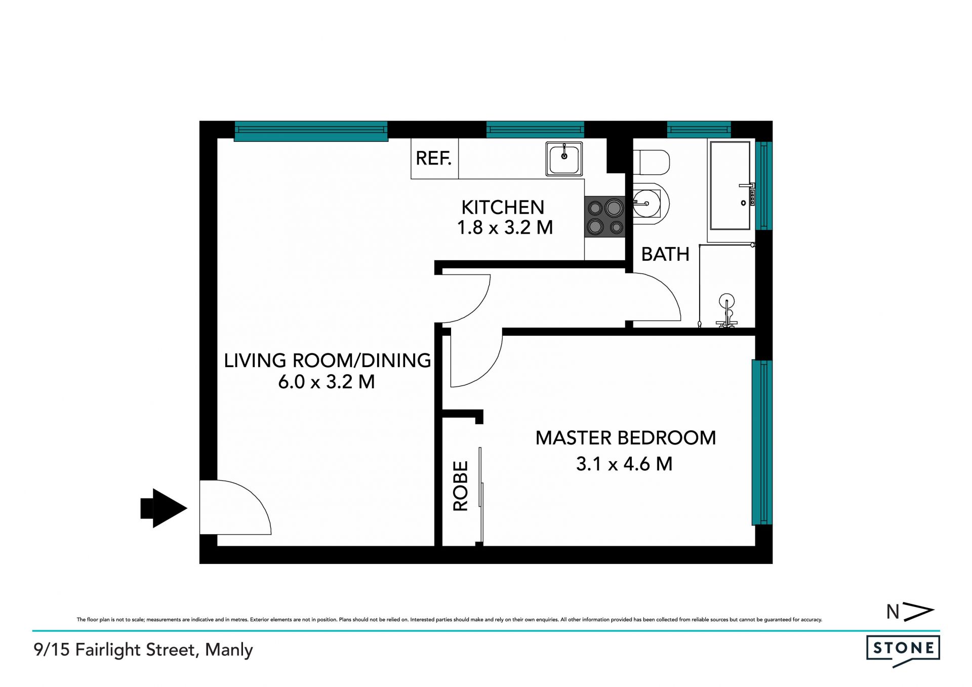Oversized one bedder in prime harbourside address