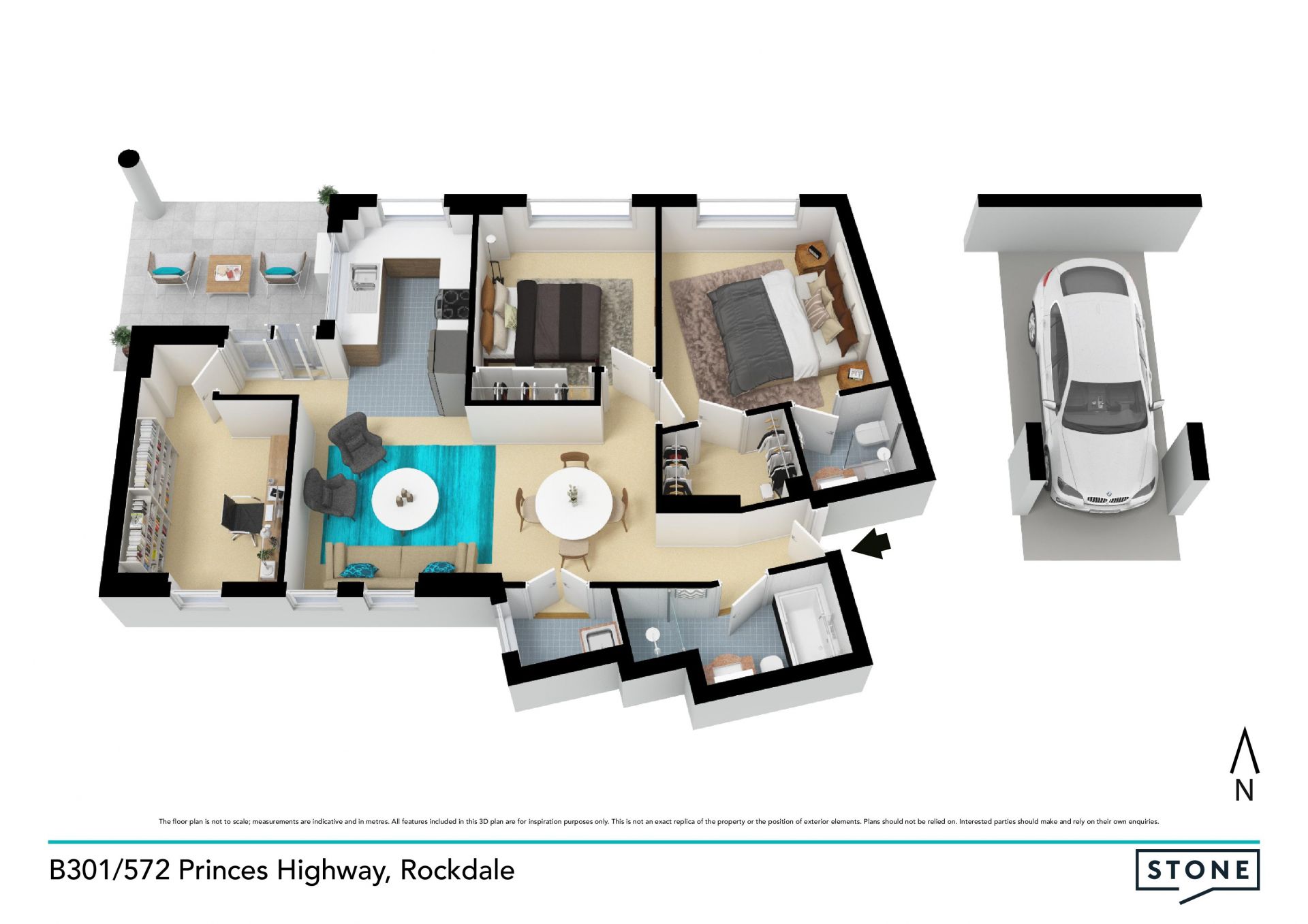 Two-bedder plus study moments from station