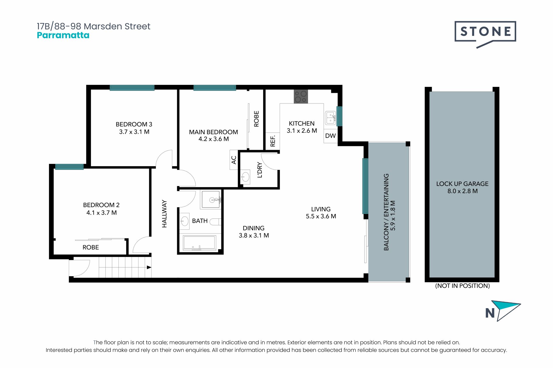 North-Facing Three-Bedroom Apartment Walk to Parramatta CBD