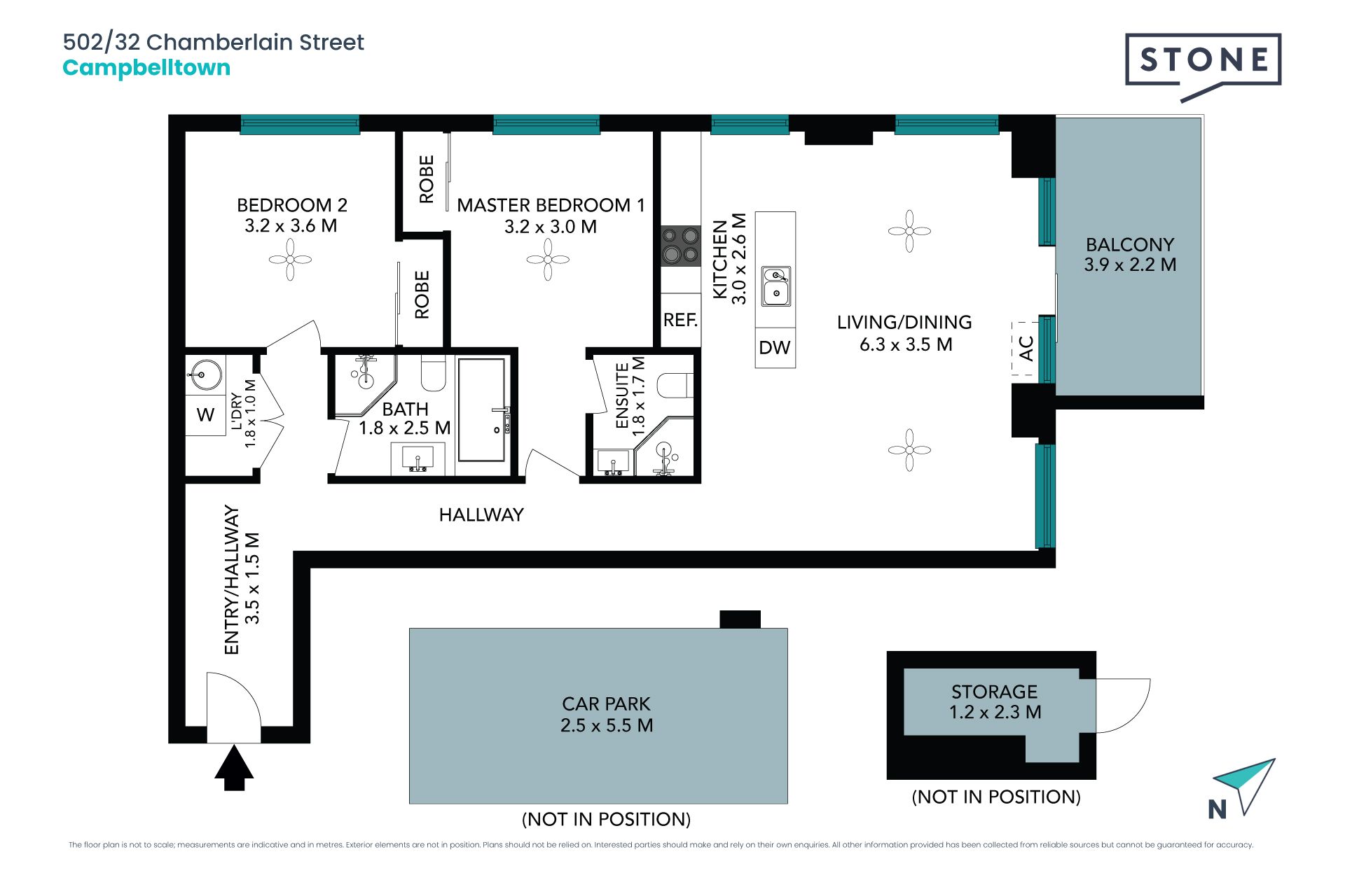 Modern Top Floor 2 Bedroom North Facing Apartment