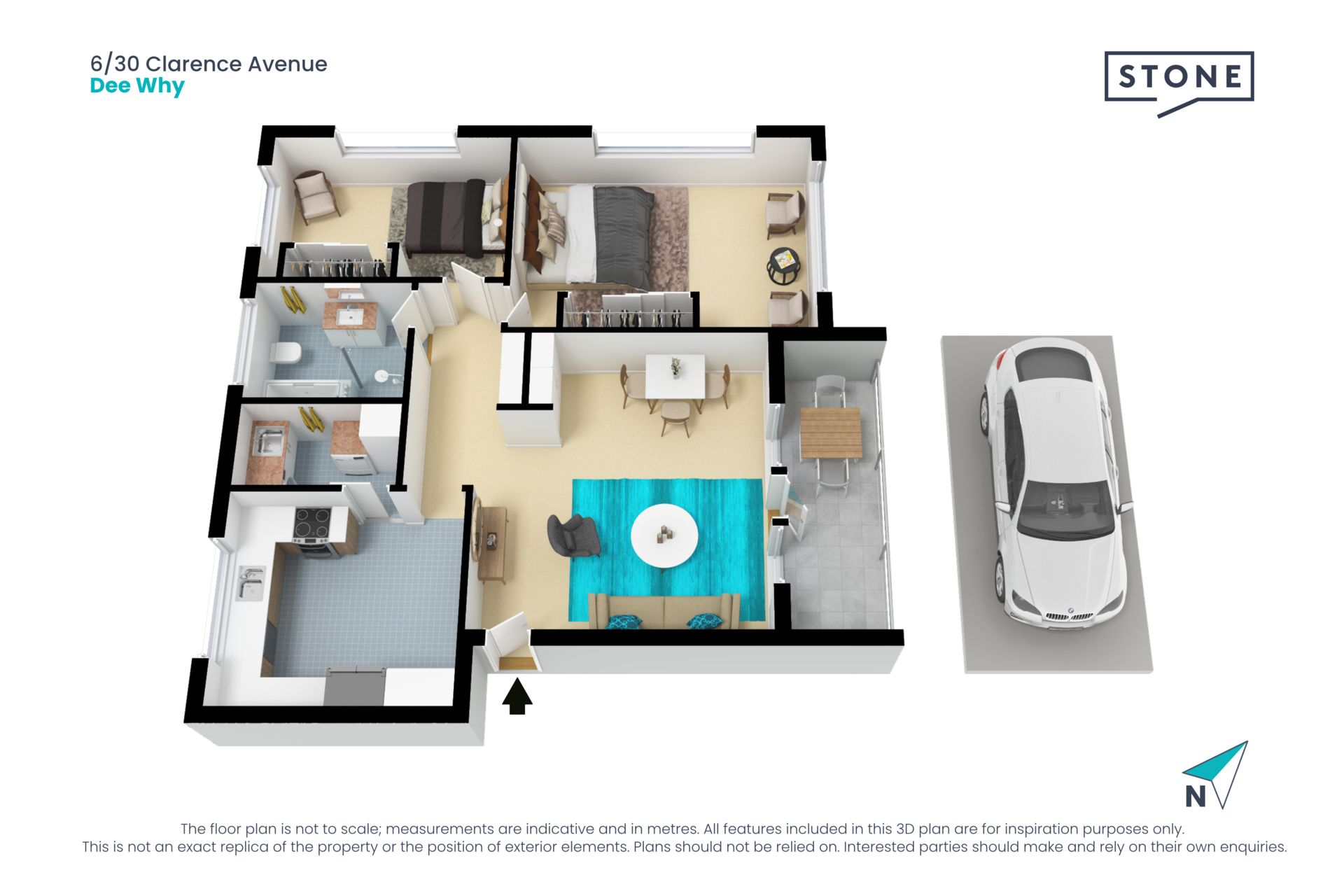 Large top floor beachside apartment a stroll to beach