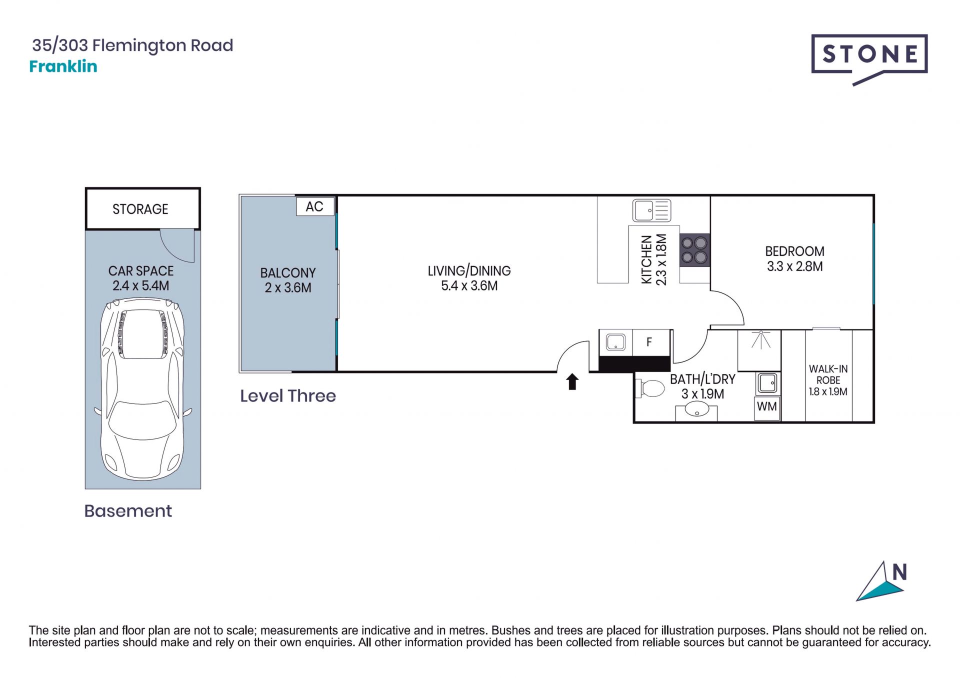 Top floor apartment with spacious kitchen and walk-in robe.