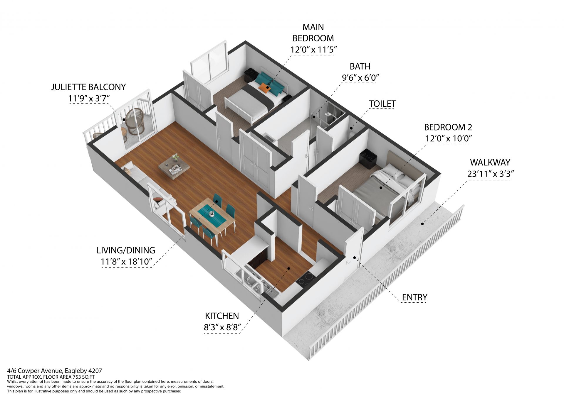 Stylish and Renovated 2-Bedroom Unit for Rent – 4/6 Cowper Avenue, Eagleby