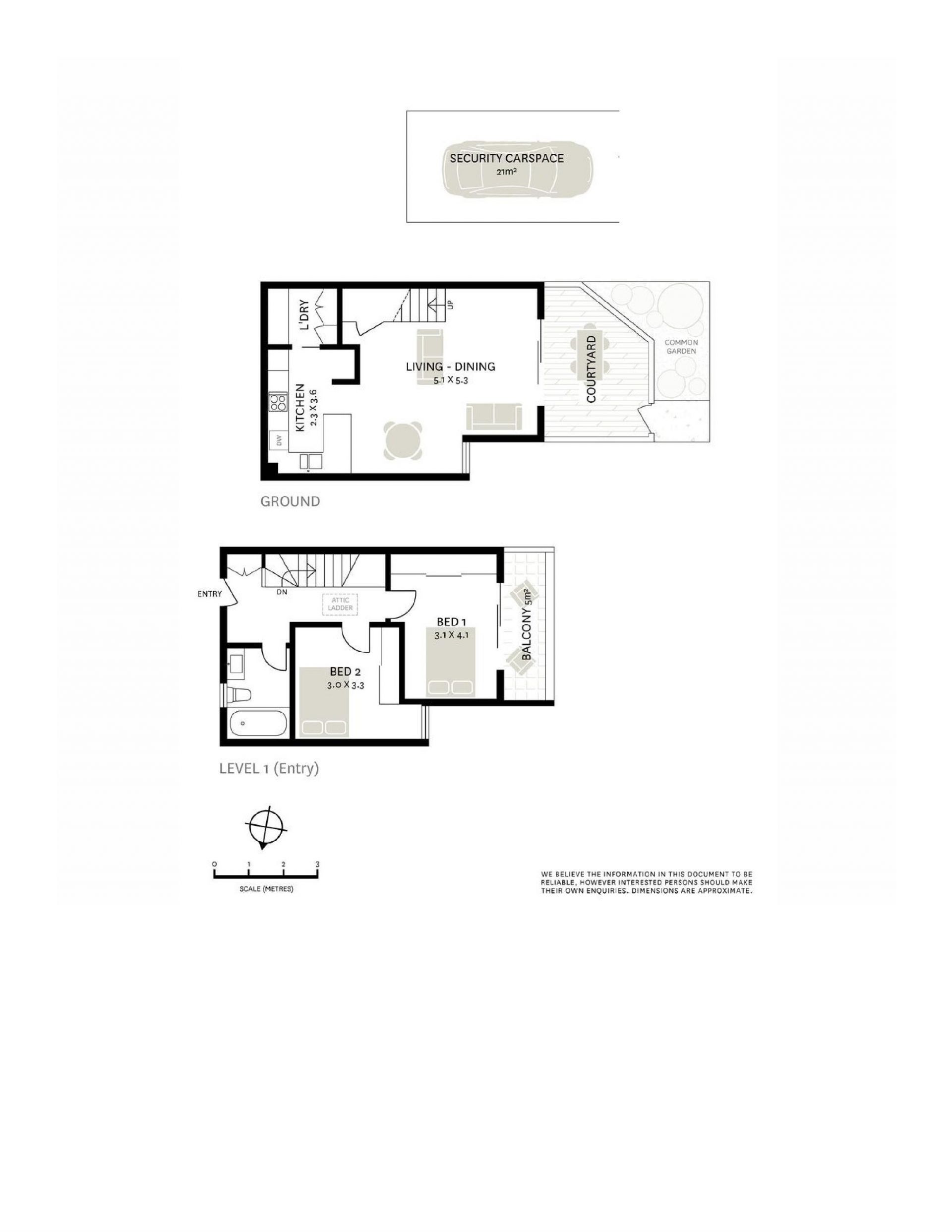 2 bedroom townhouse in a leafy complex.