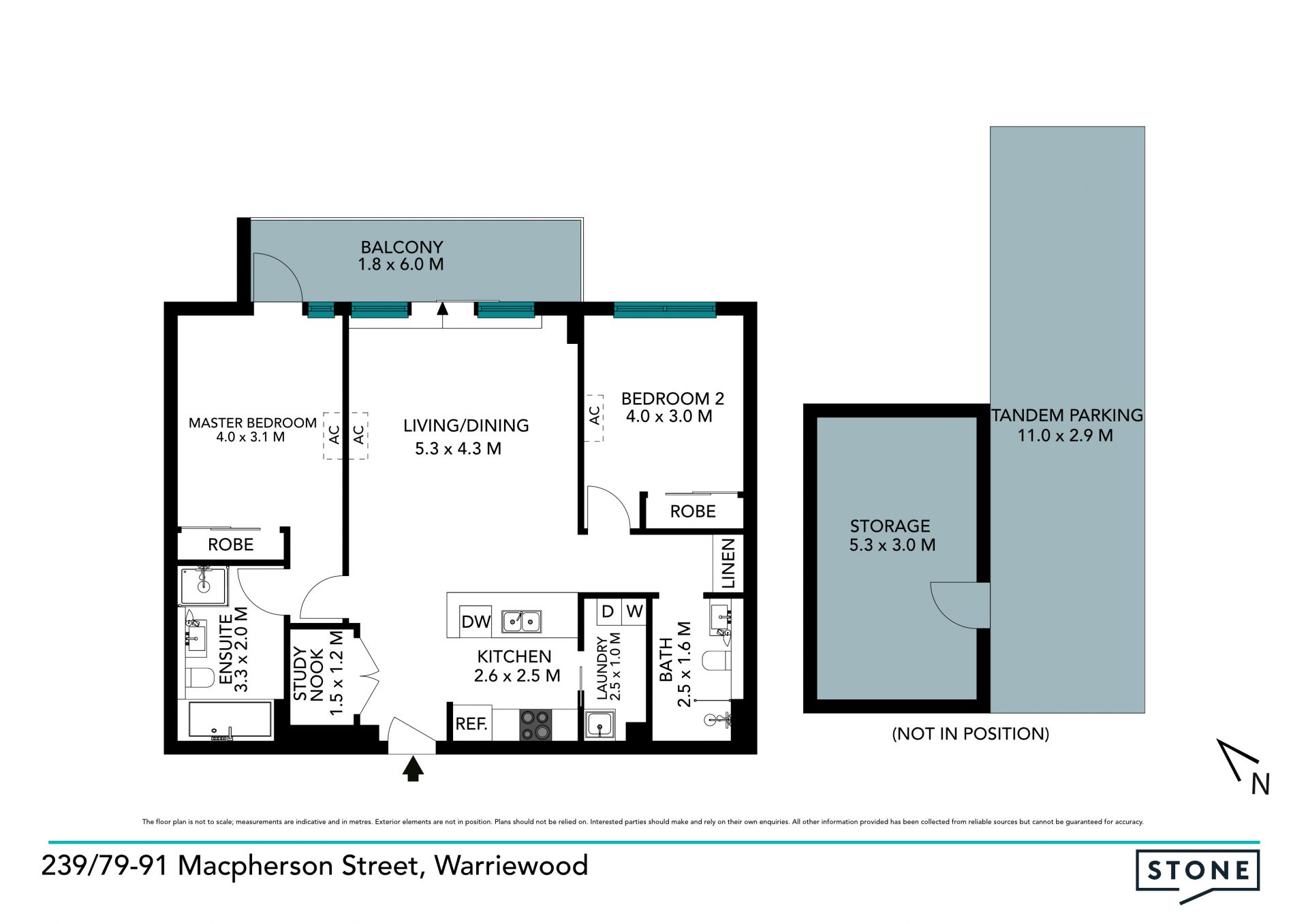 Modern and sunlit apartment with N/E aspect and study nook