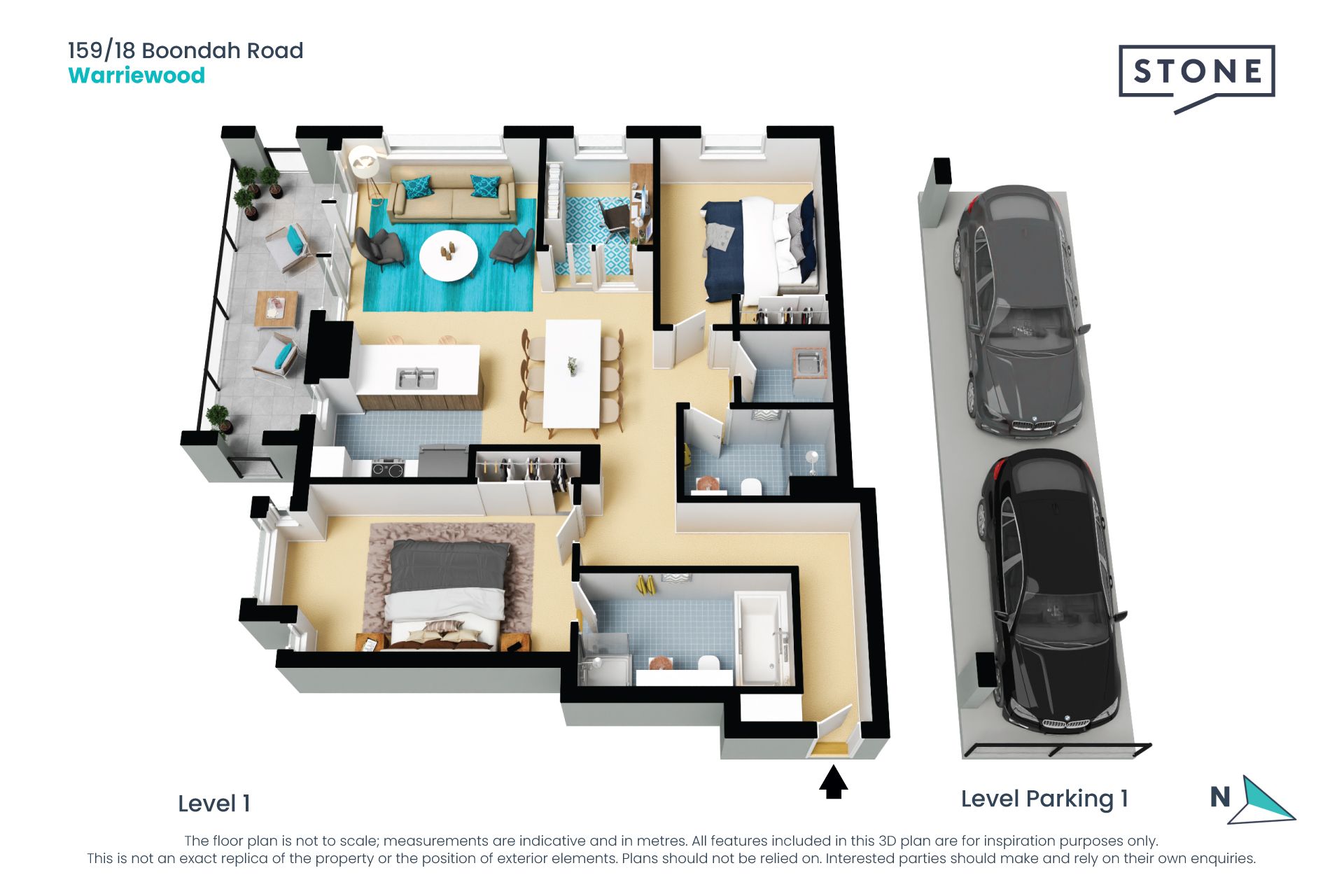 Stylish & private apartment with home office in resort-style complex
