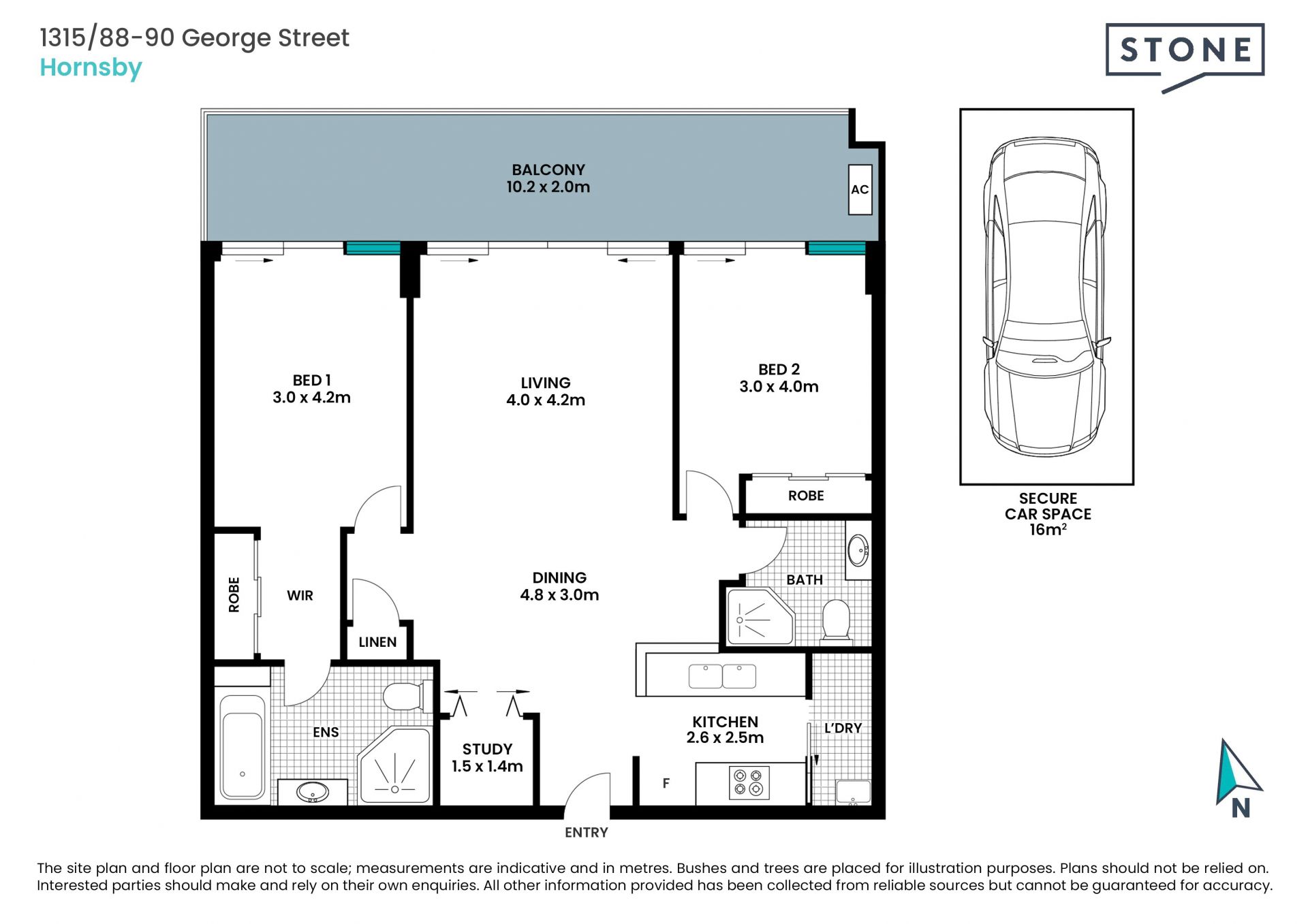 Stunning north-facing 2-bedroom apartment in prized walk-to-rail location