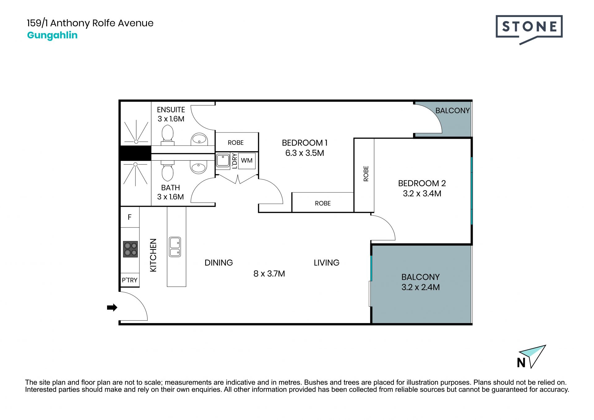 North facing apartment with views over Yerrabi Pond