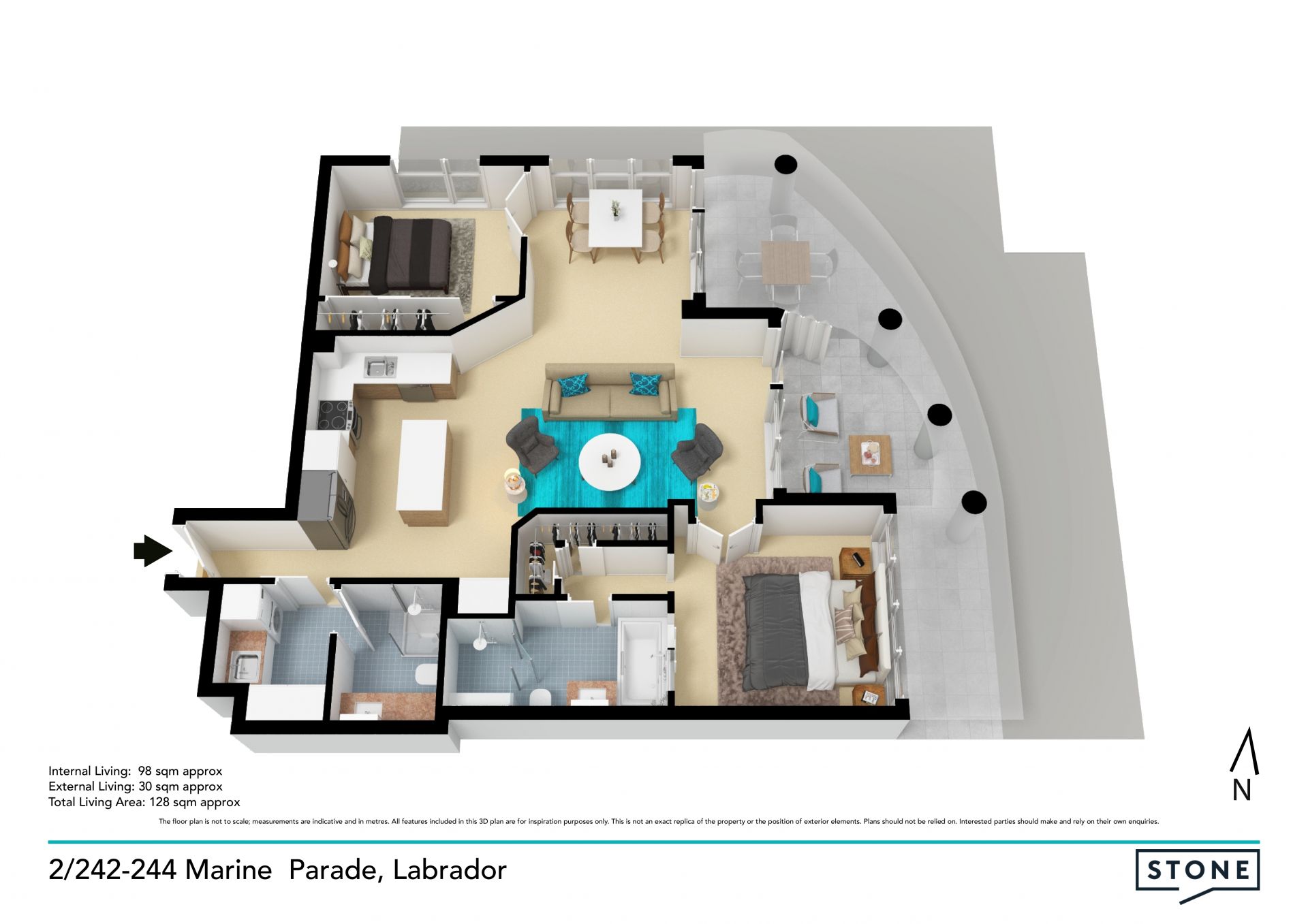 Broadwater views, ground-floor, modern lifestyle apartment