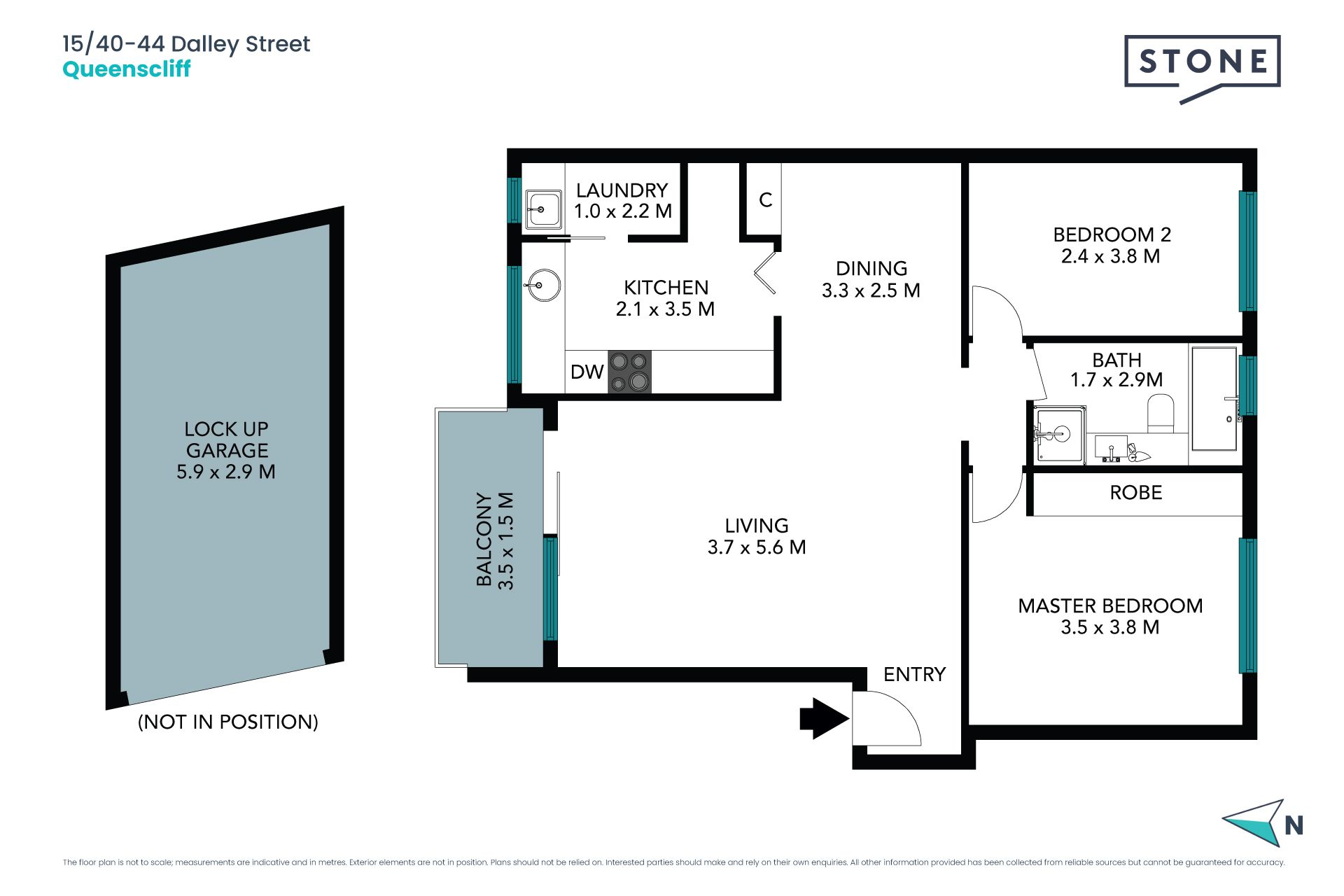 Amazing two bedroom with northerly views in key location