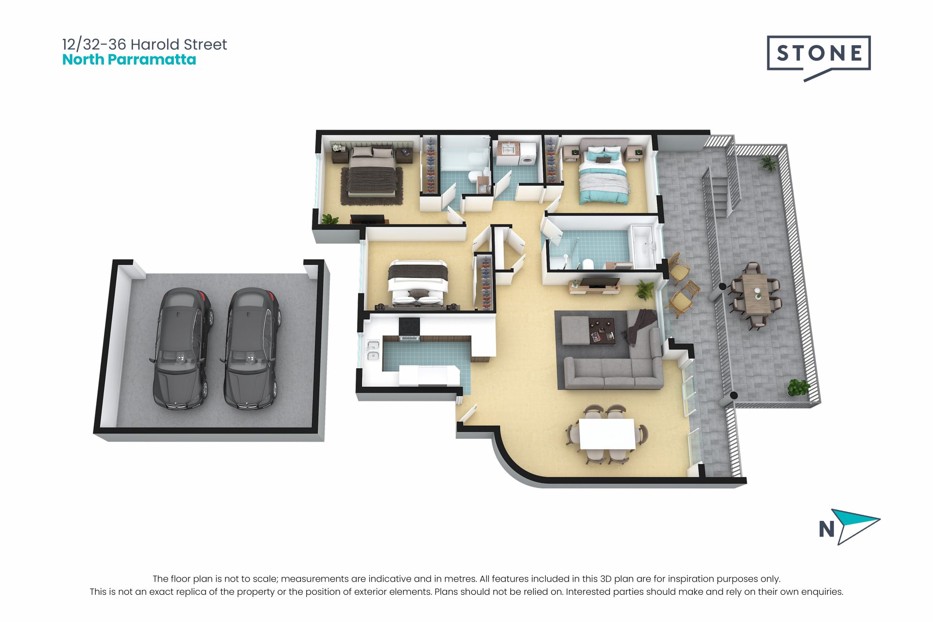 Expansive 3-Bedroom Apartment with Balcony & Private Courtyard