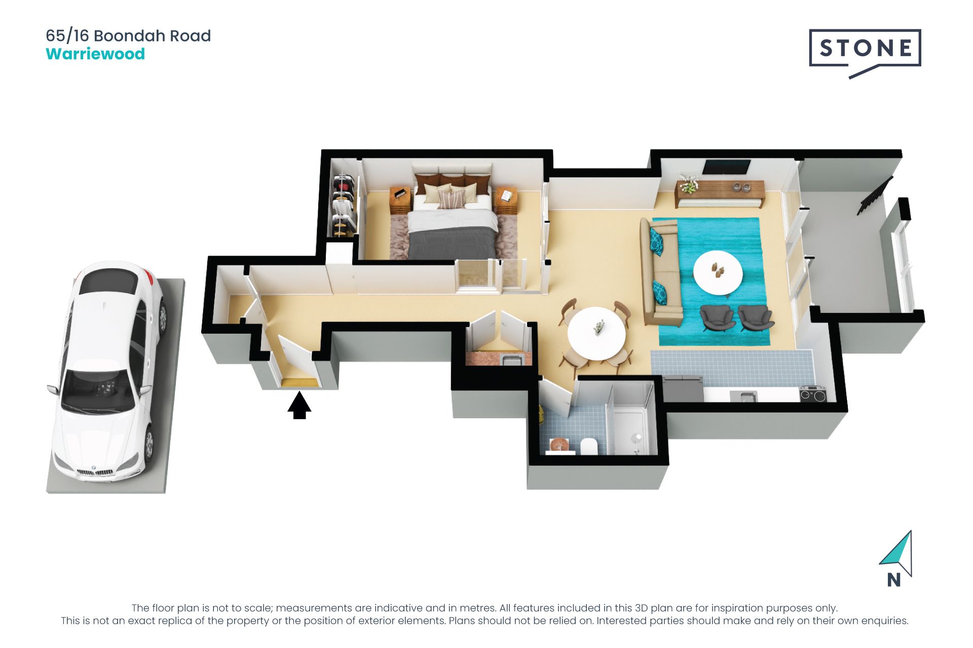 Stylish executive apartment with courtyard and study