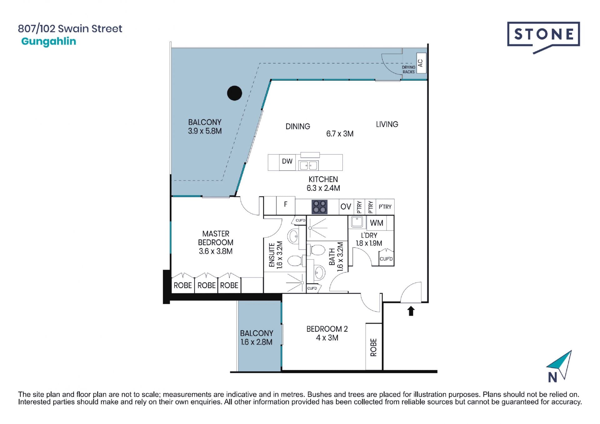 Executive two bedroom apartment with water views