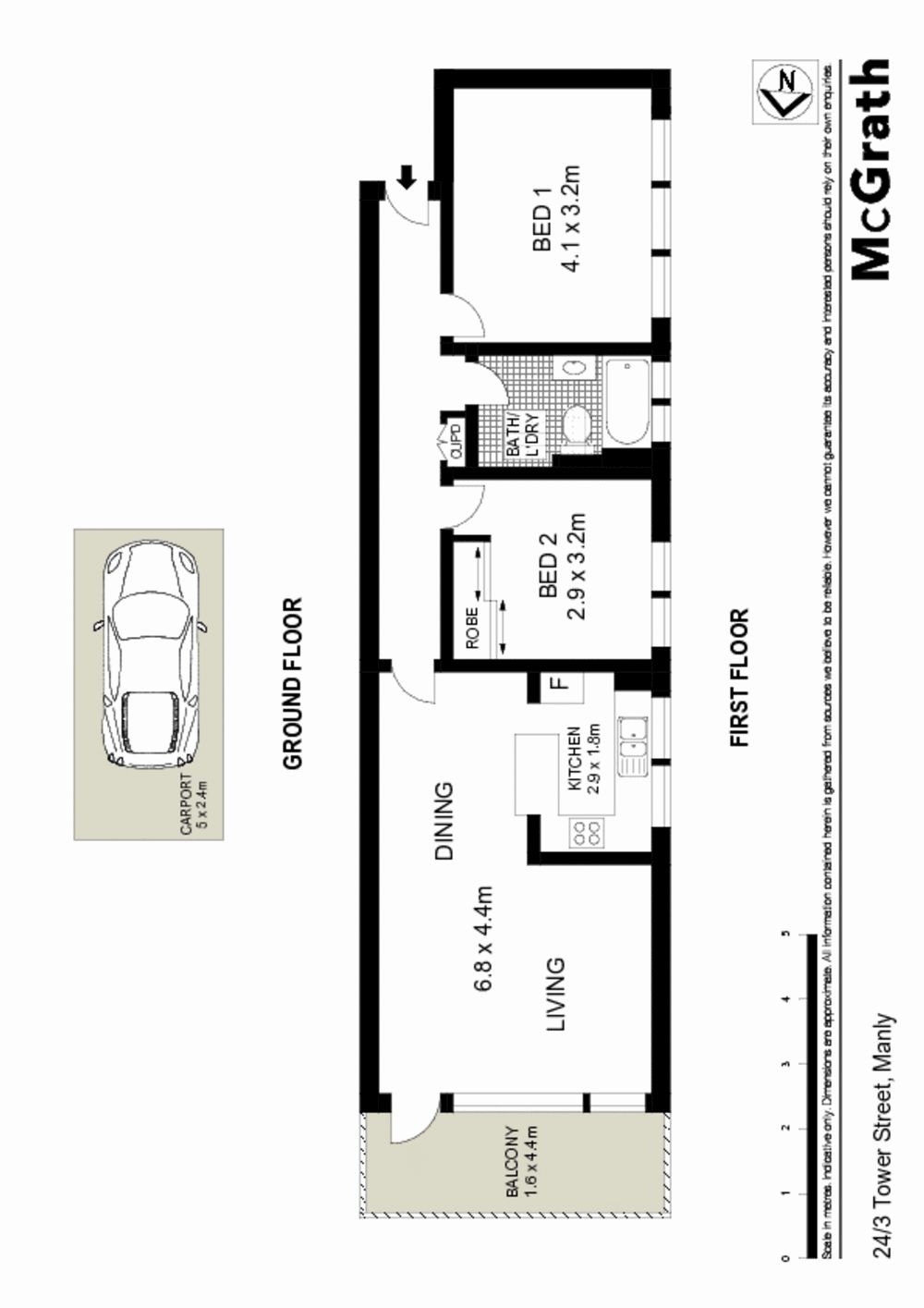 Northerly top floor apartment with ocean views
