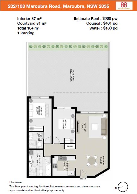 COURTYARD-STYLE EAST FACING 2 BEDROOM IN THE HEART OF MAROUBRA JUNCTION