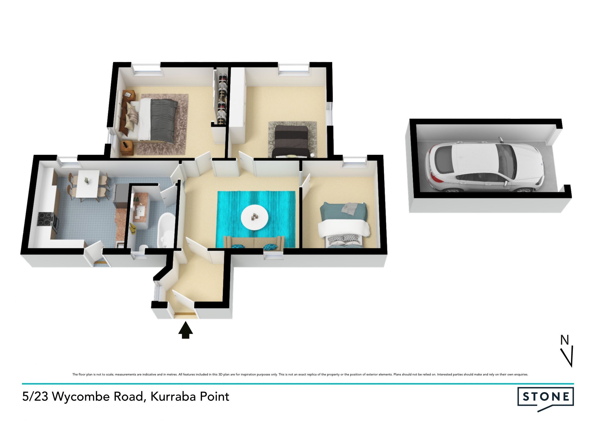 Rare oversized three bedroom apartment with city views