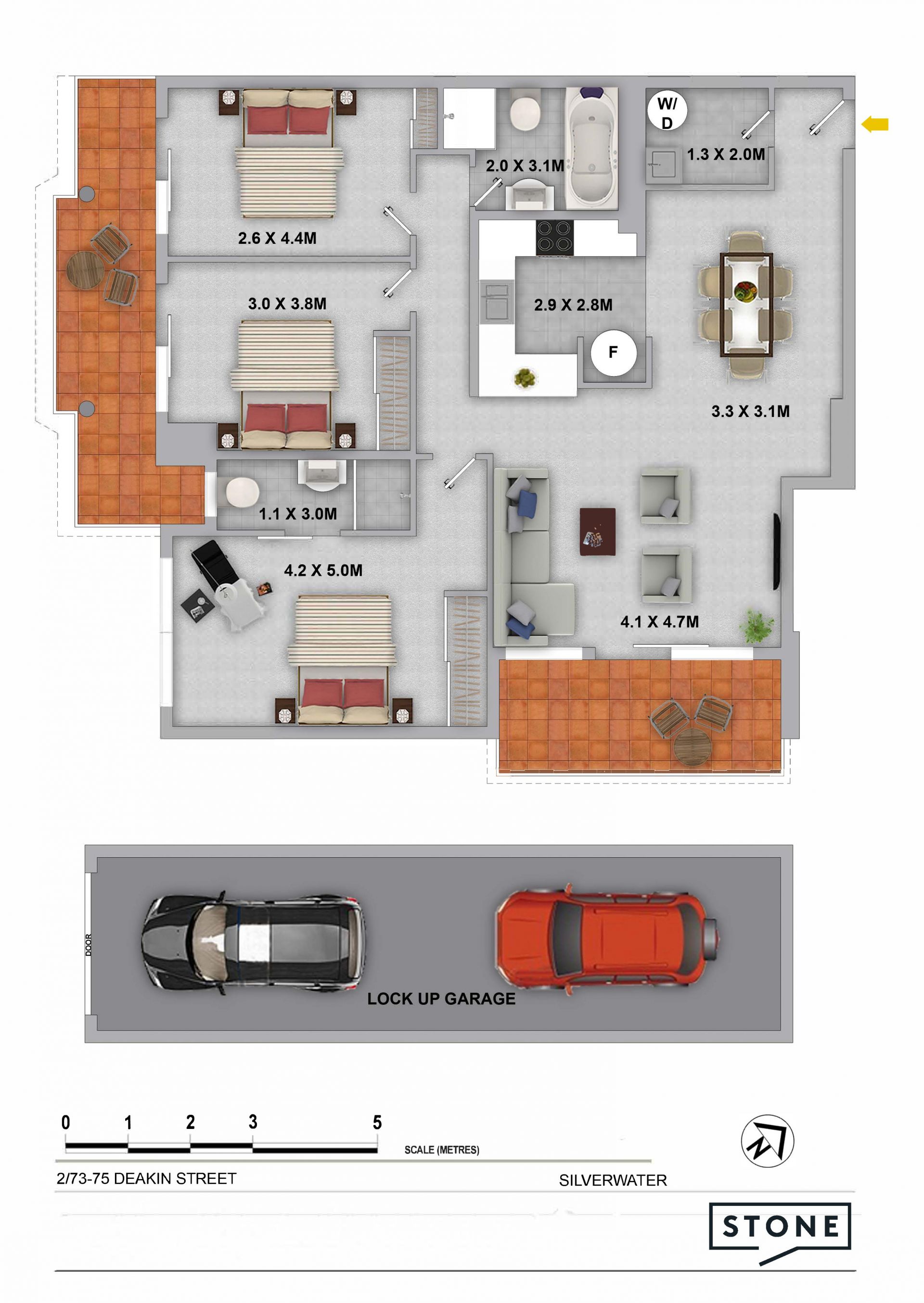 Spacious 3 bedroom apartment with leafy views
