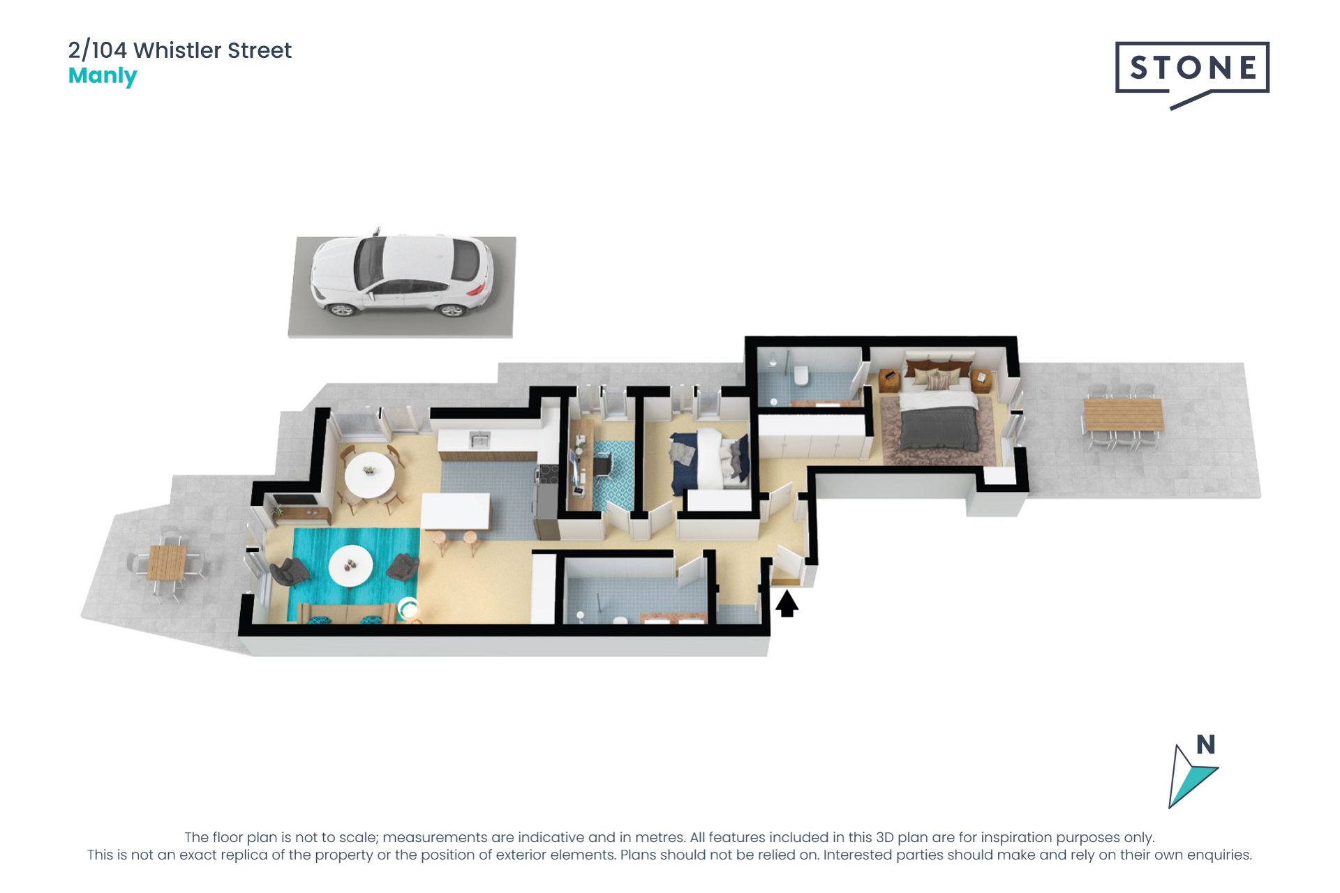 Ultra-chic courtyard apartment 100m from the beach