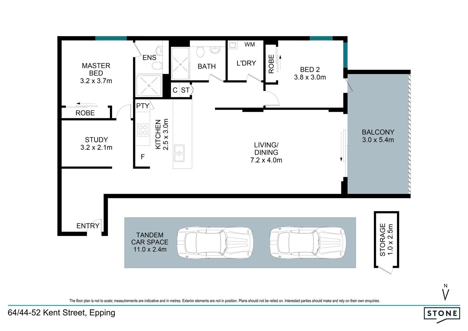 Spacious Modern Living 2 Bedroom plus a Huge Study Apartment