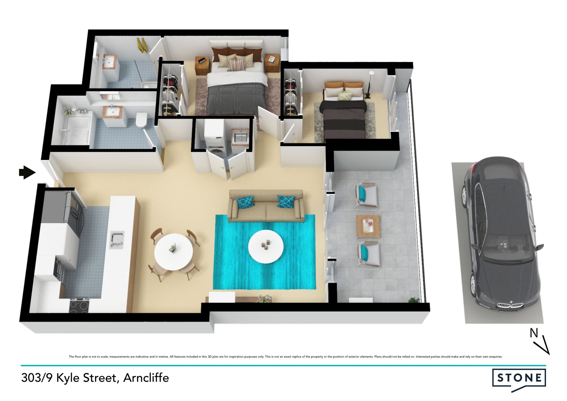 Light-filled near-new open-plan unit in handy hub