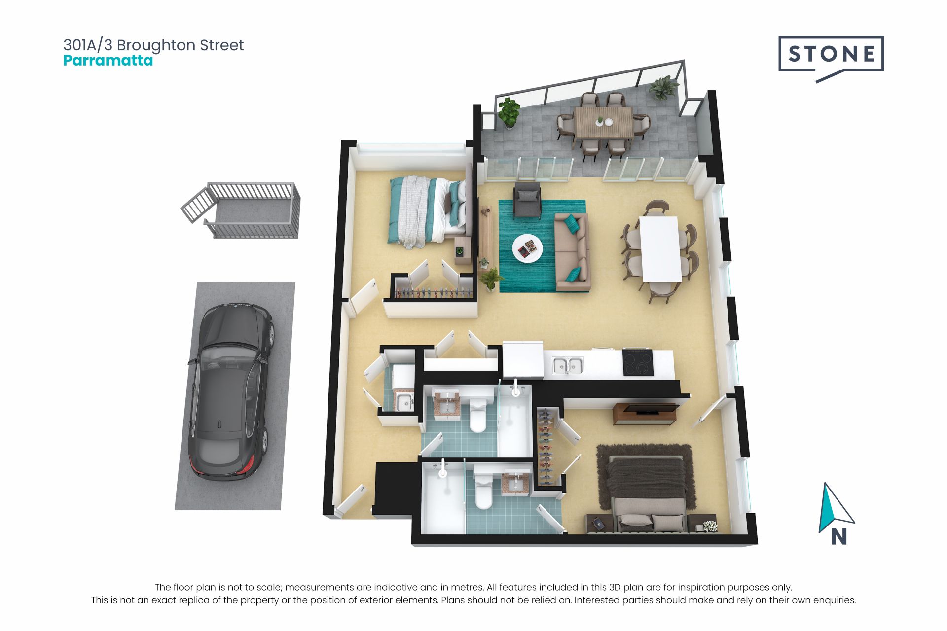 North facing, light filled two bedroom apartment