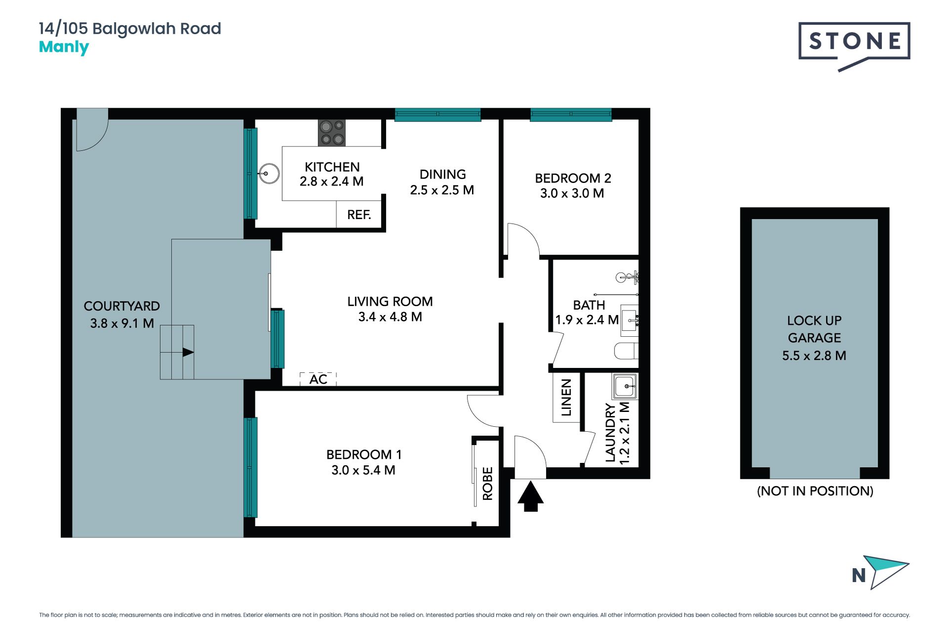 Oversized courtyard apartment in a prime location