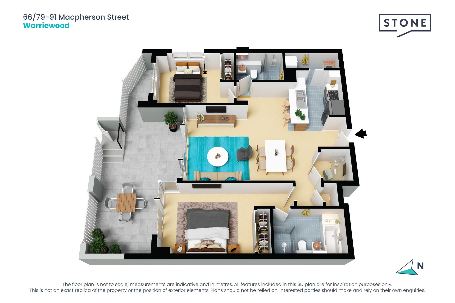 Private contemporary courtyard apartment with Northerly aspect