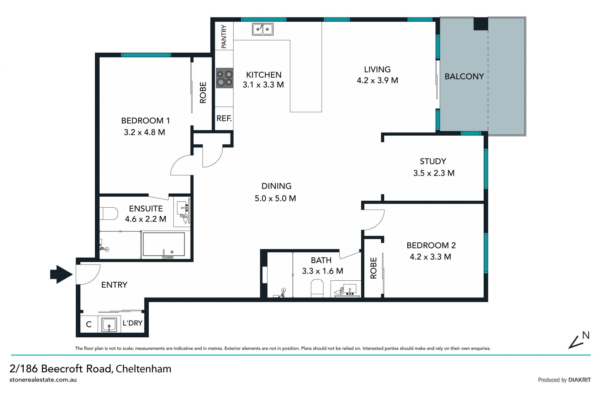 Oversized two bedroom apartment, plus study - 176sqm on title